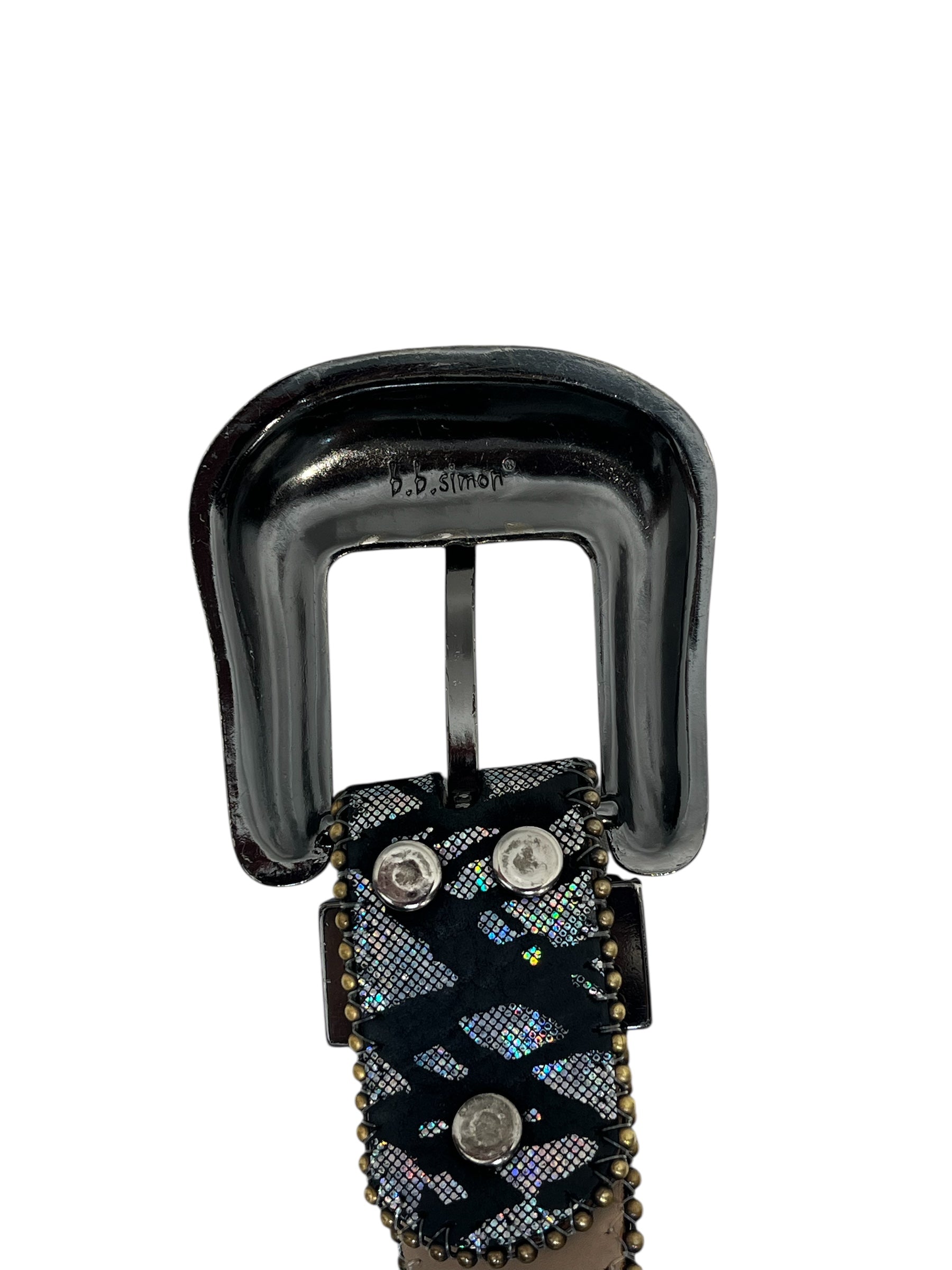 b.b.simon/Belt/Leather/BLK/SILVER ZEBRA FLORAL BUCKLE view 3