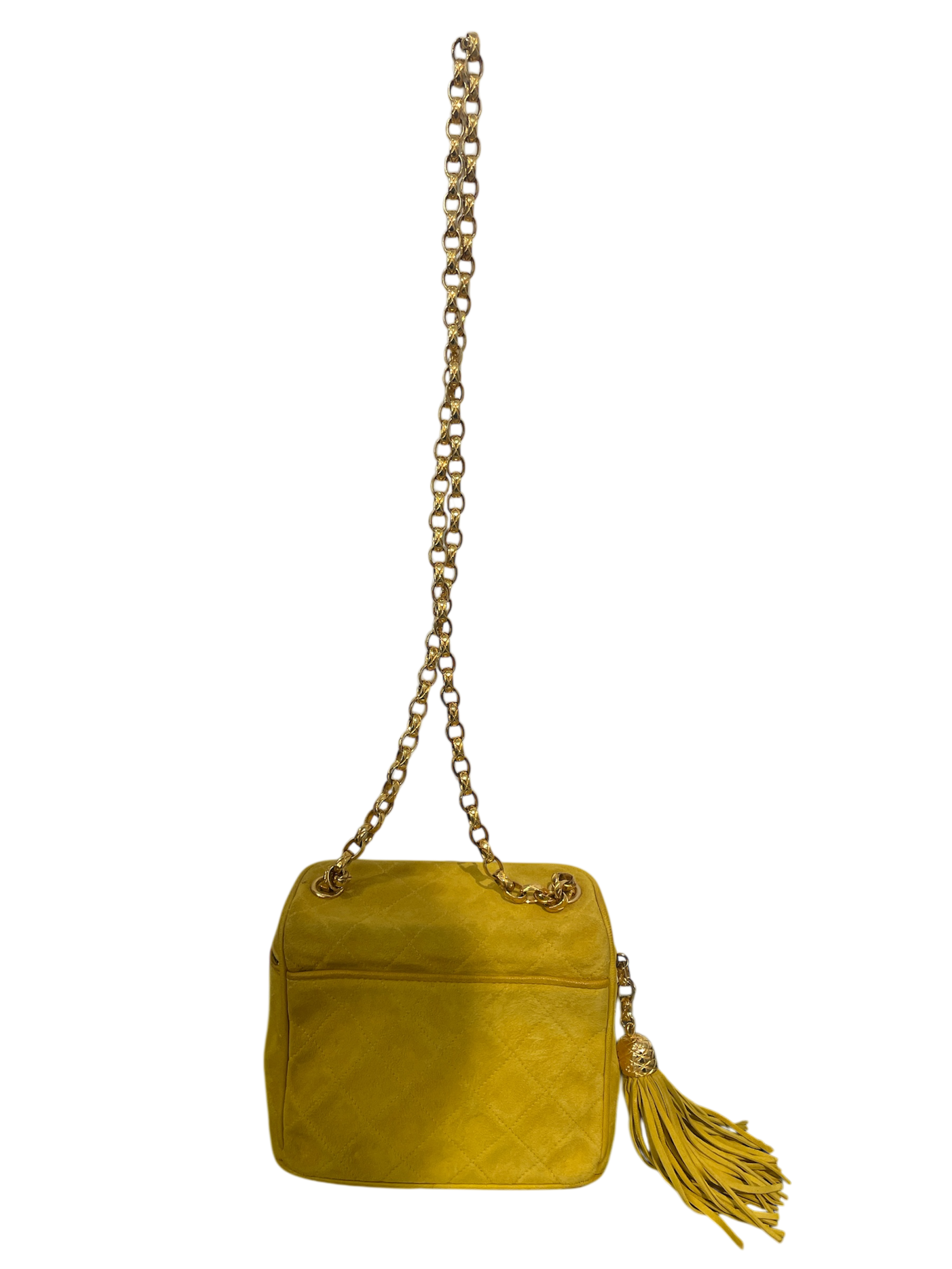 CHANEL/Cross Body Bag/Suede/YEL/QUILTED GOLD CHAIN view 2