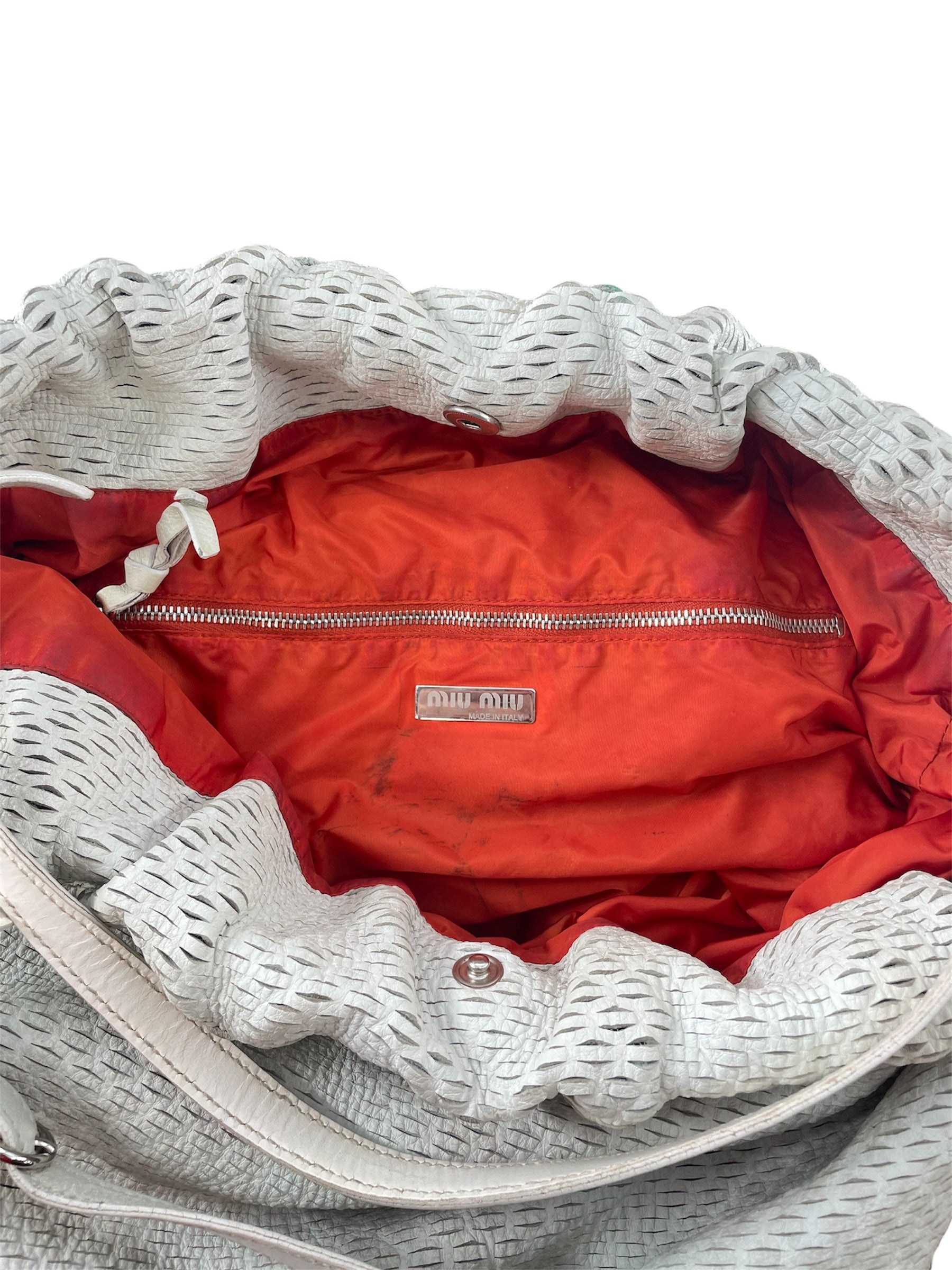 MIU MIU/Bag/Leather/WHT/WHITE CUT OUT TOTE BAG view 4