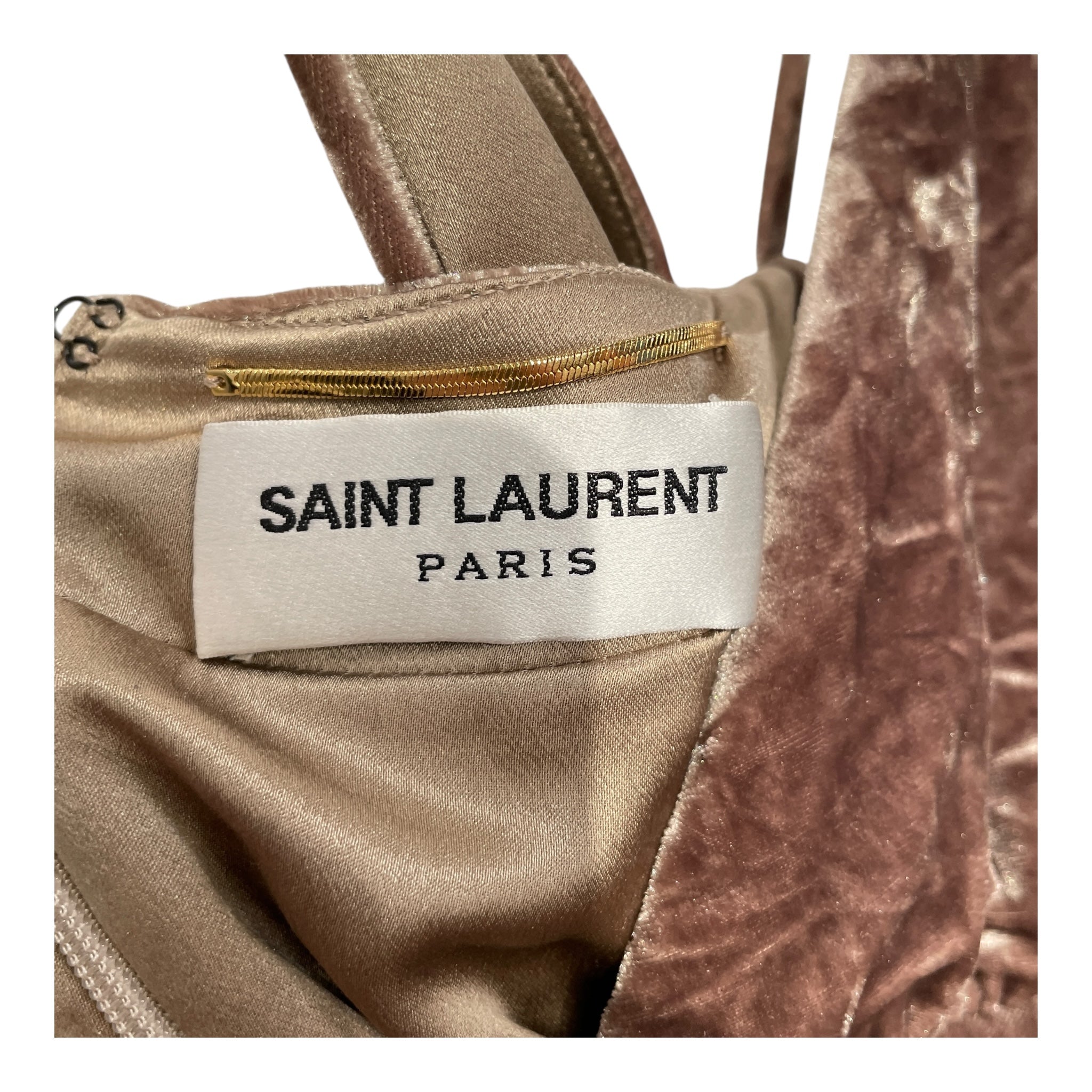 SAINT LAURENT/SL Dress/40/Velour/KHK/CRUSHED VELOUR NGHT DRESS view 3