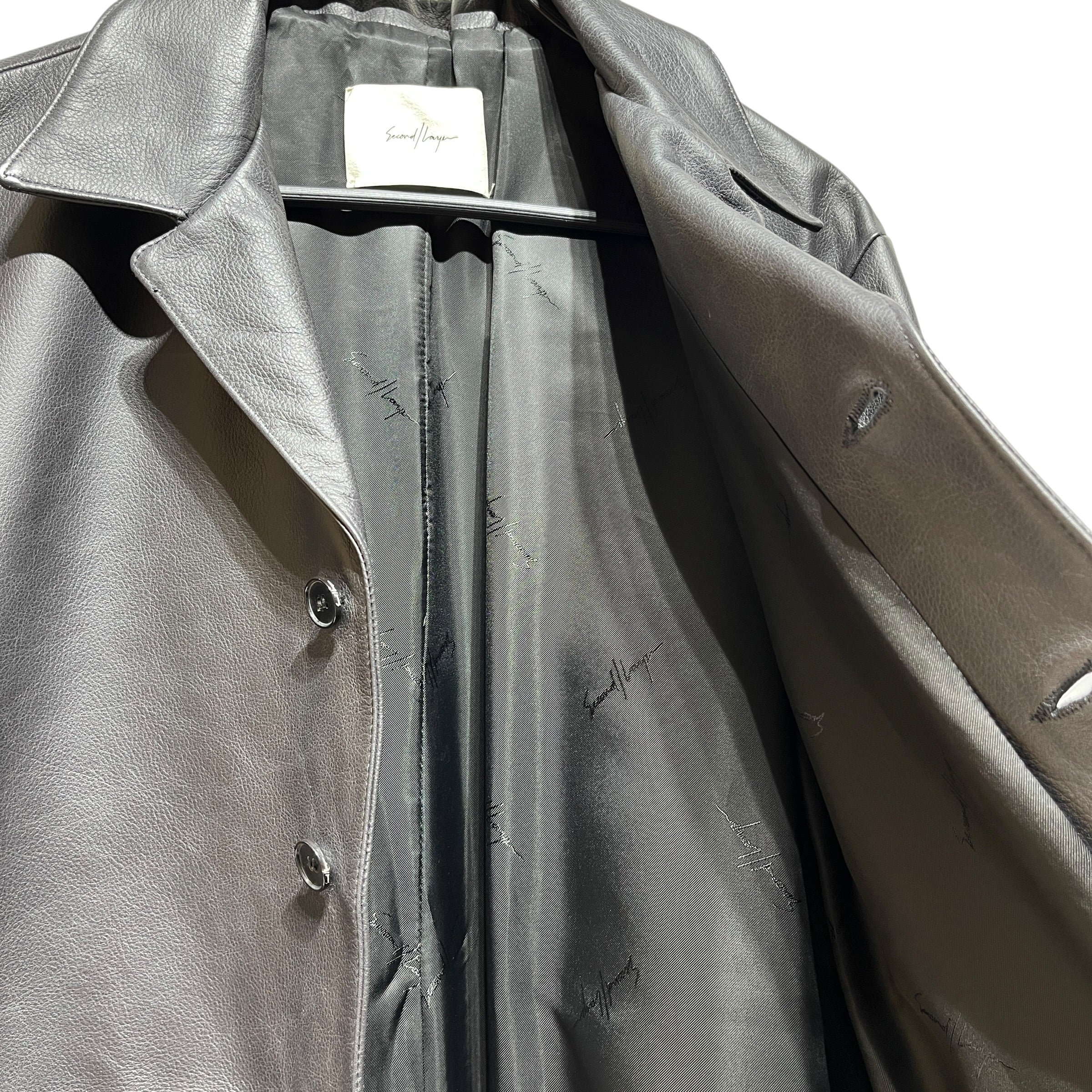 Second/Layer/Leather Jkt/48/Leather/BLK/long coat view 5