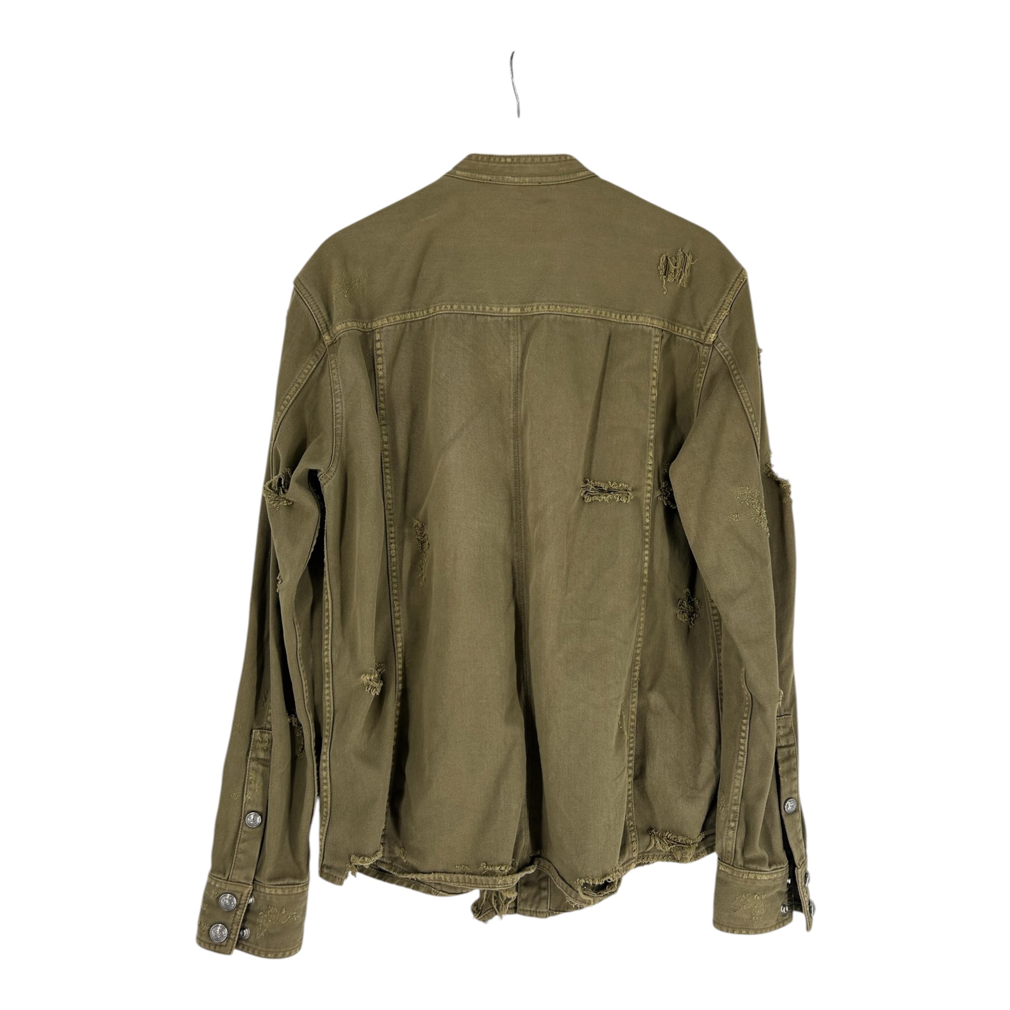 BALMAIN/Denim Jkt/43/Cotton/KHK/mandarin collar view 2