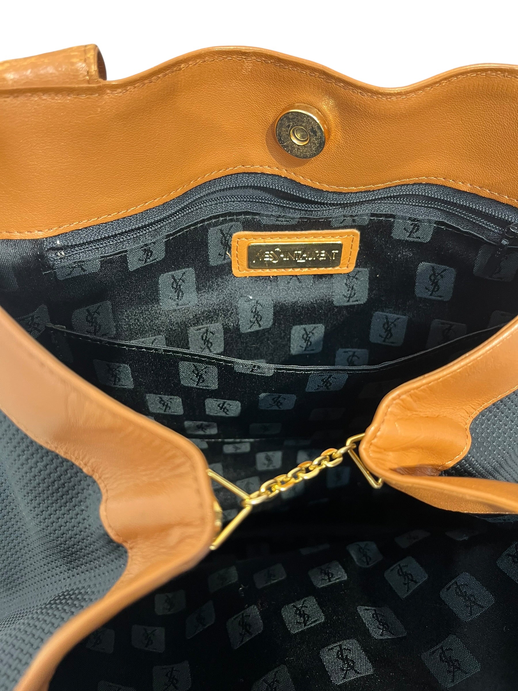 YVES SAINT LAURENT/Hand Bag/Nylon/BLK/BROWN LEATHER ACCENTS view 5
