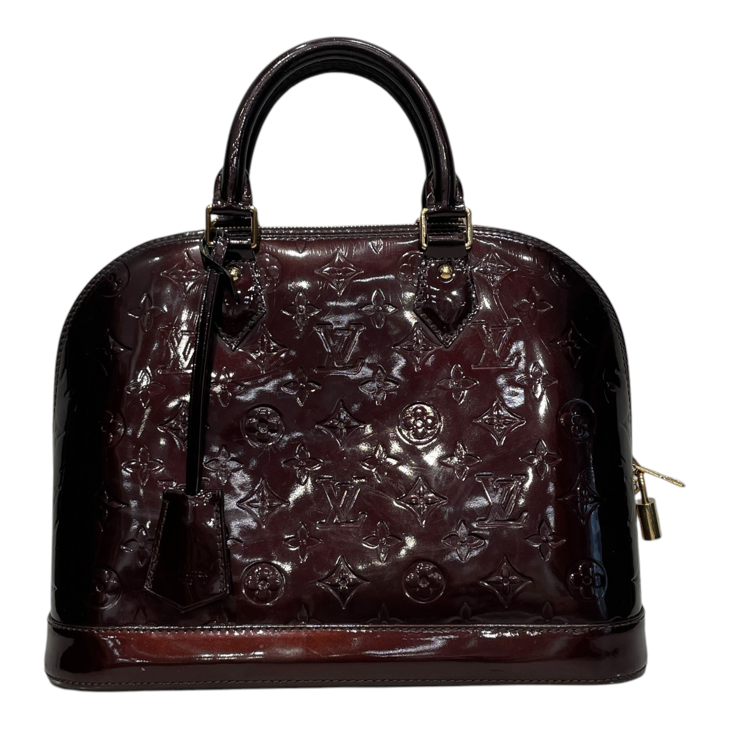 LOUIS VUITTON/Hand Bag/Monogram/Leather/BRD/PATENT LEATHER VERNIS ALMA view 1