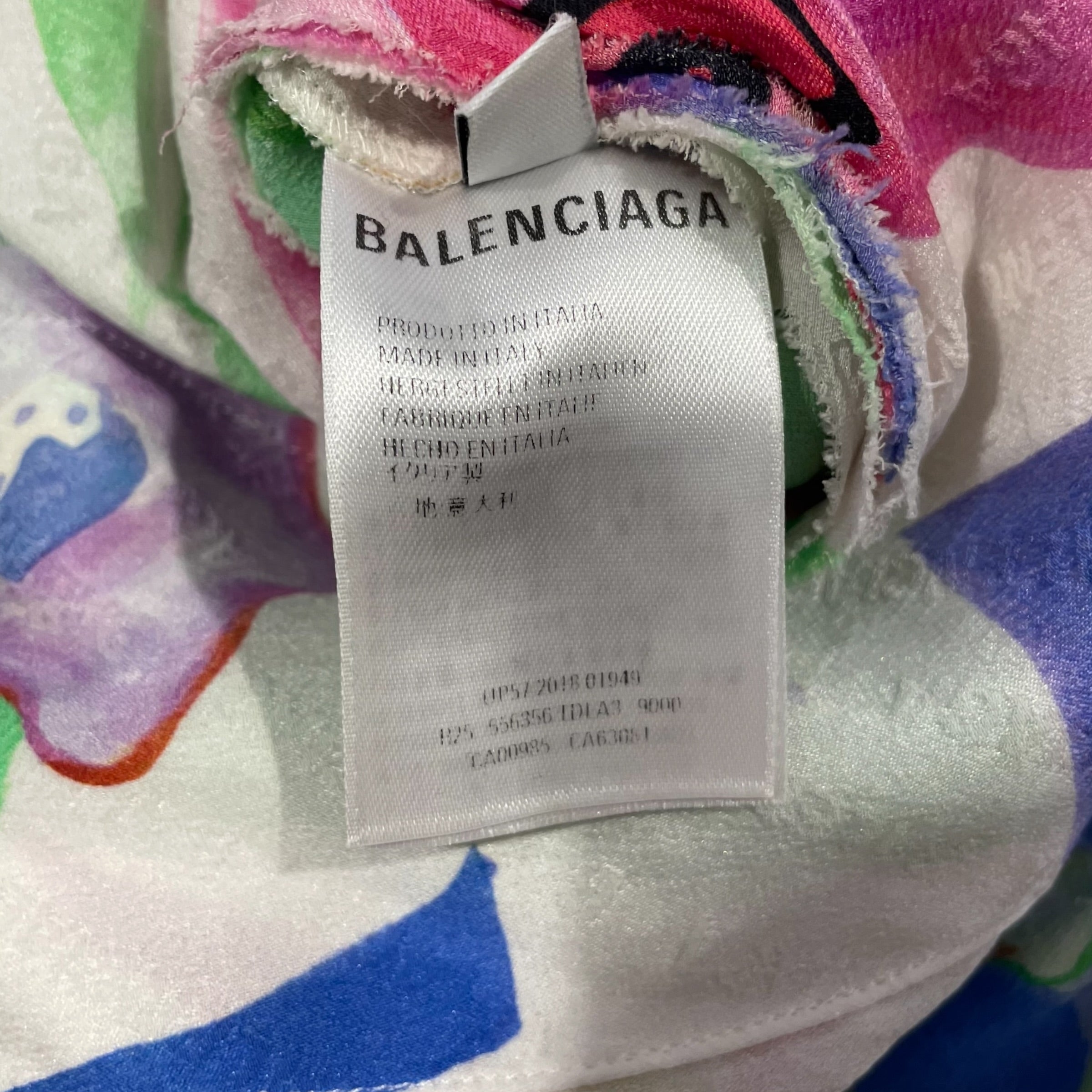 BALENCIAGA/SL Dress/36/Floral Pattern/Silk/MLT/2018 WATERCOLOR FRAYED EDGES view 3