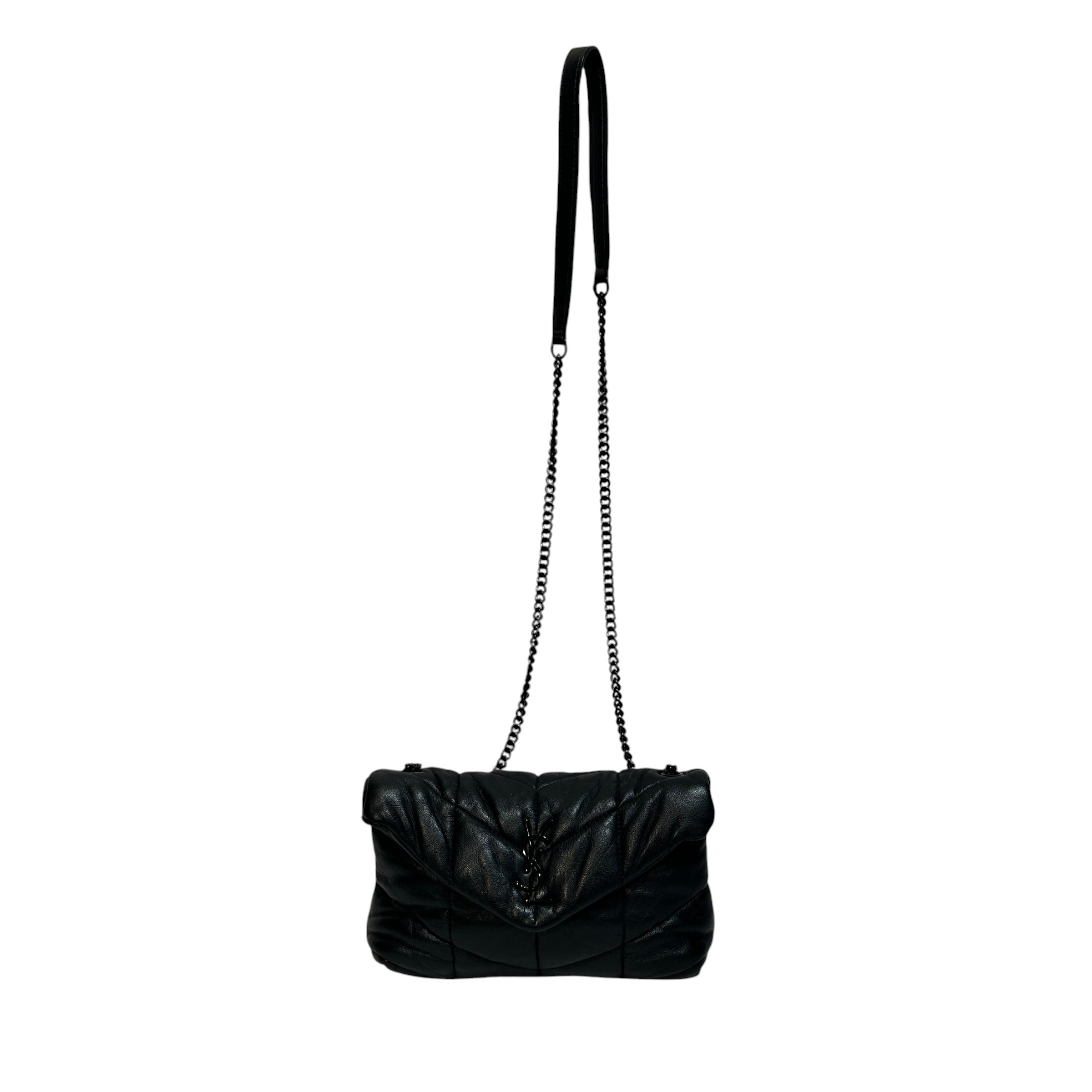 YVES SAINT LAURENT/Cross Body Bag/Leather/BLK/Toy Loulou Puffer Shoulder Bag view 1