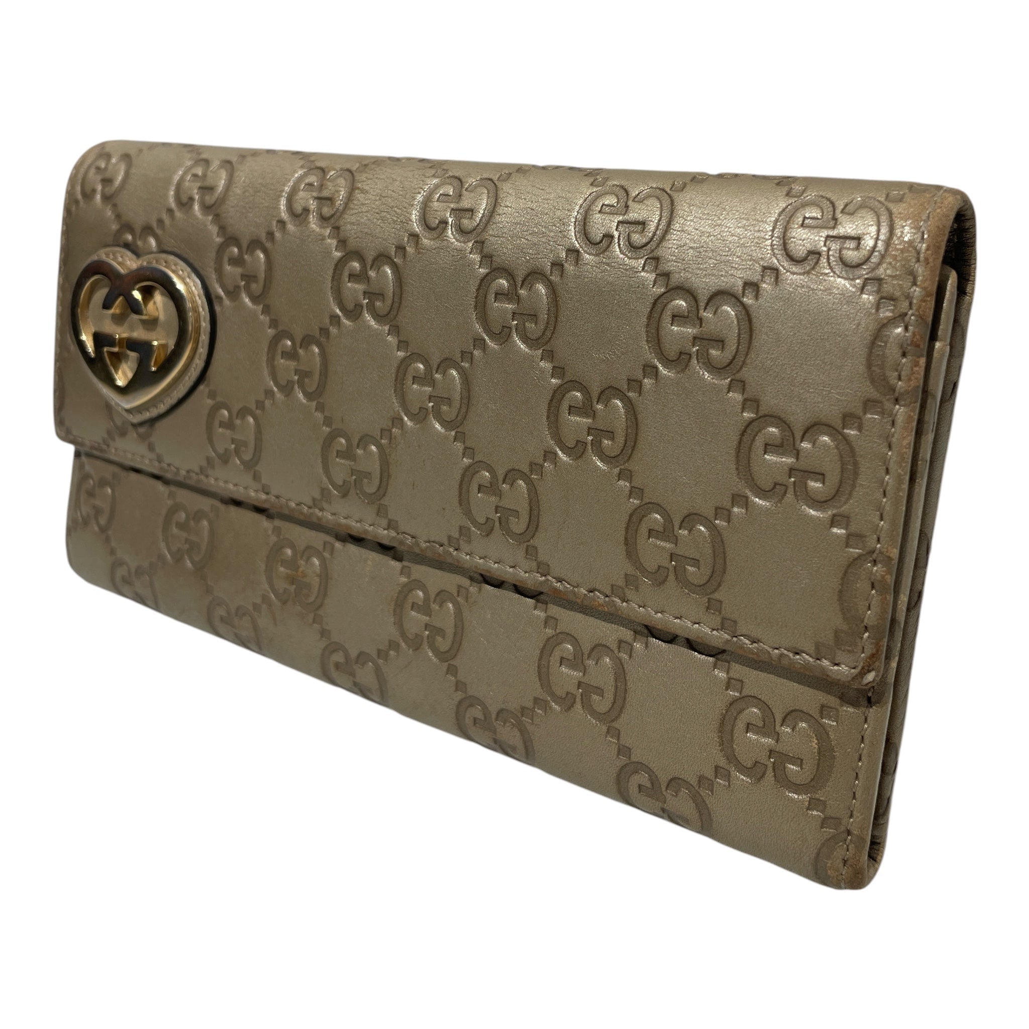 GUCCI/Long Wallet/Monogram/Leather/BEG/L's/GUCCISSAMA HEART WALLET