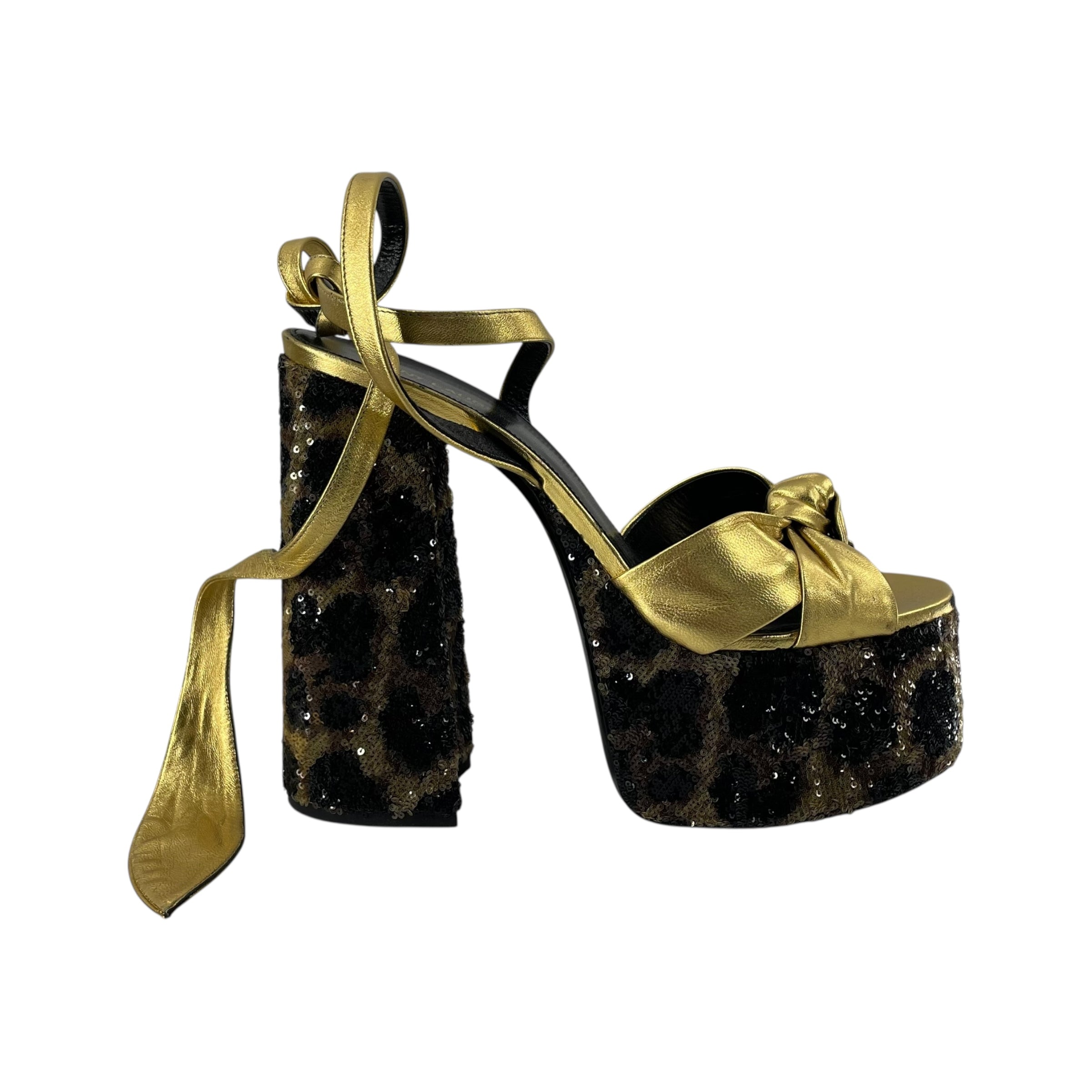 SAINT LAURENT/Heels/EU 40/Leopard/Leather/GLD/BIG WEDGE SEQUENCE view 4