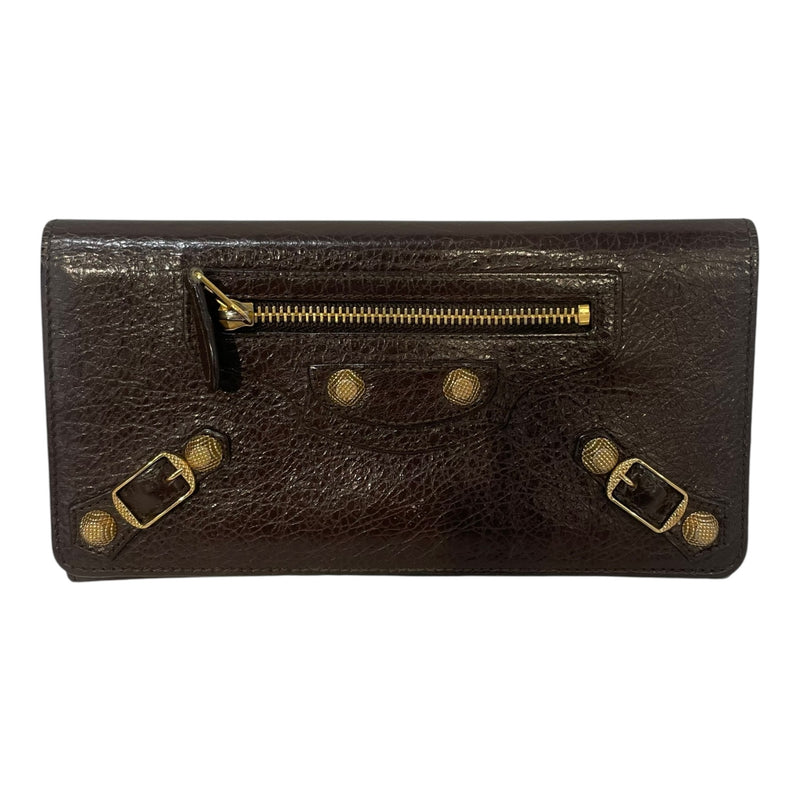 BALENCIAGA/Long Wallet/Lambskin/BRW/Gold Hardware