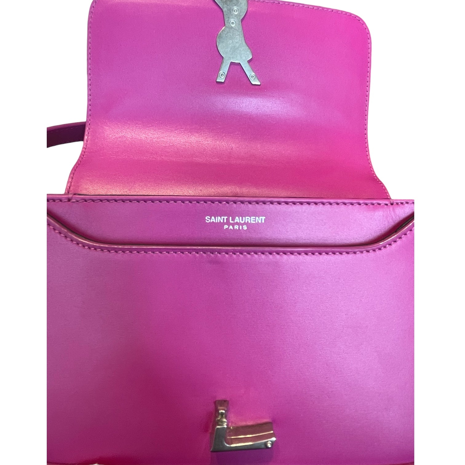 SAINT LAURENT/Cross Body Bag/Leather/PNK/hot pink ysl clasp view 4