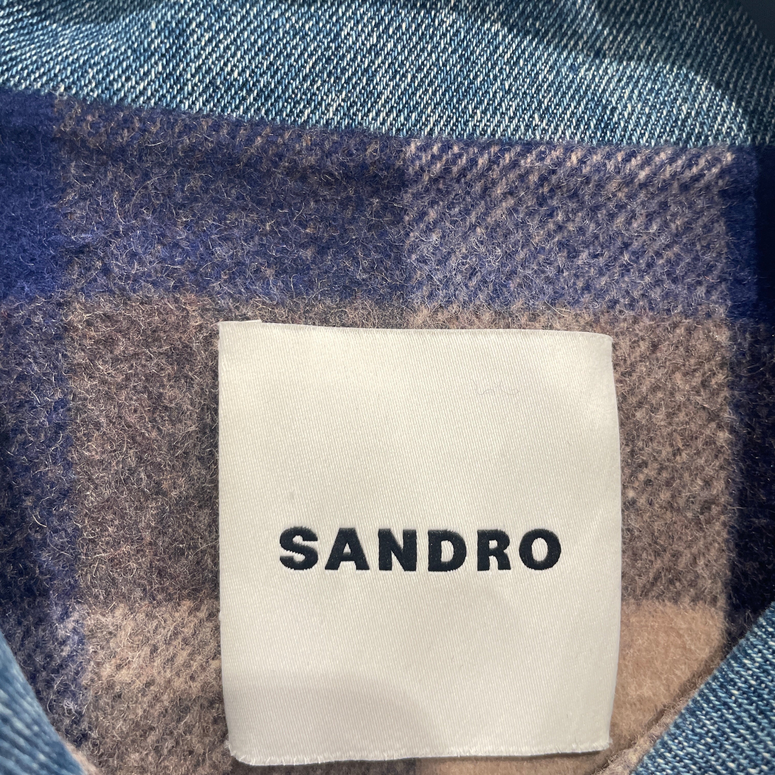 sandro/Jacket/34/Hombre Check/Wool/MLT/DENIM COLLAR view 4