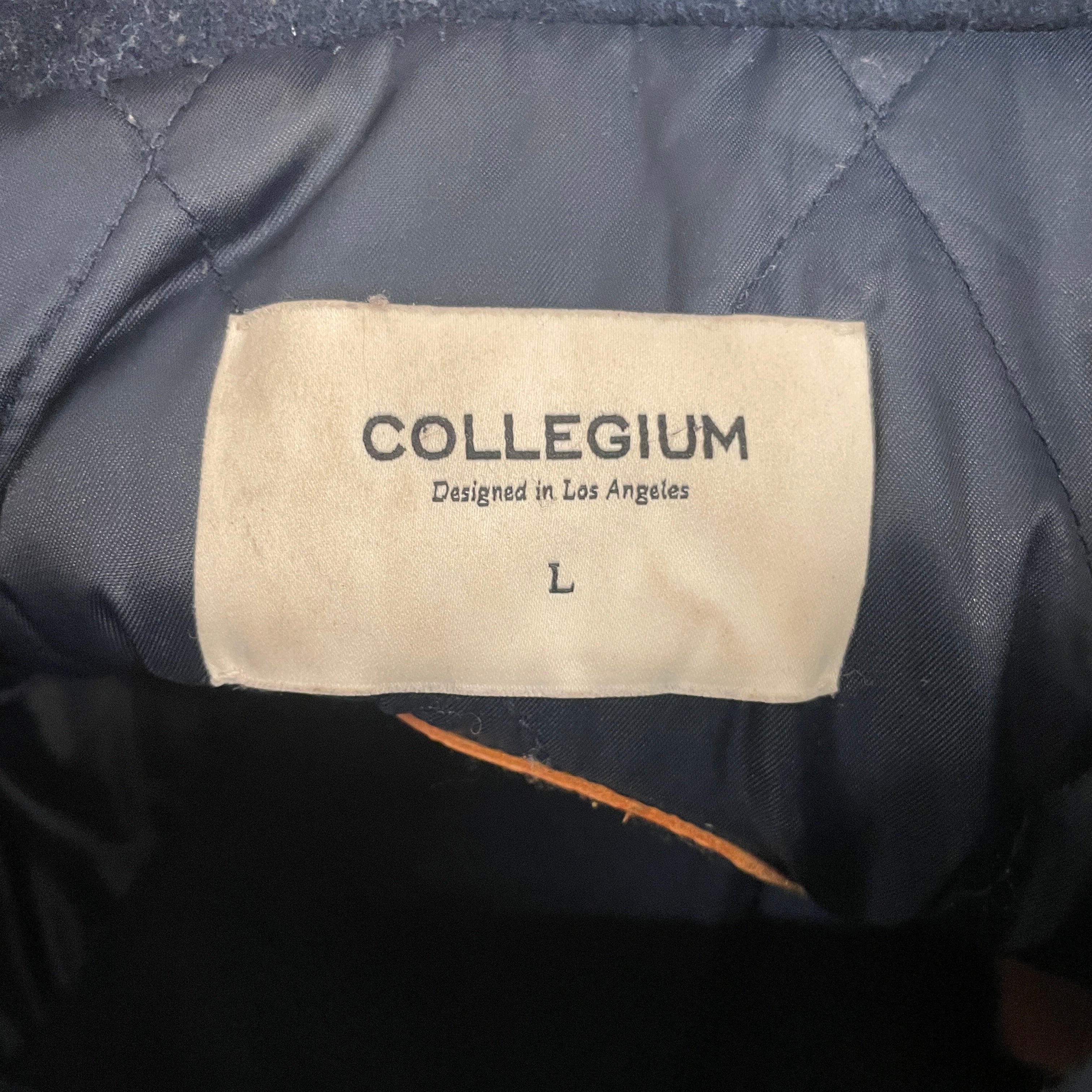 COLLEGIUM/Baseball Jkt/L/Wool/BLU/LEATHER AND WOOL VARSITY JKT view 3