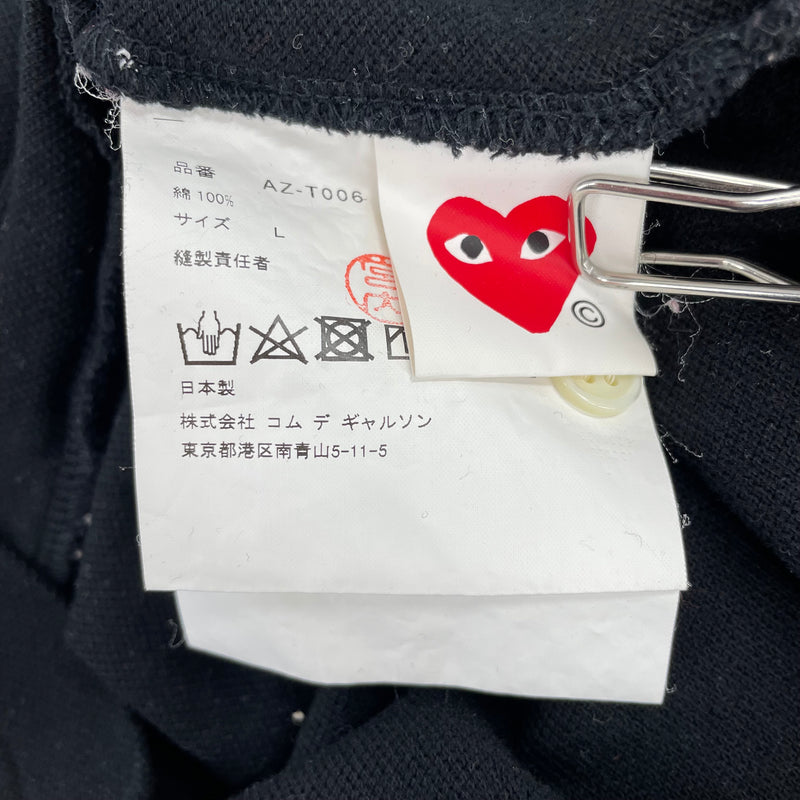 PLAY COMME des GARCONS/Polo Shirt/L/Cotton/BLK/RED HEART PATCH