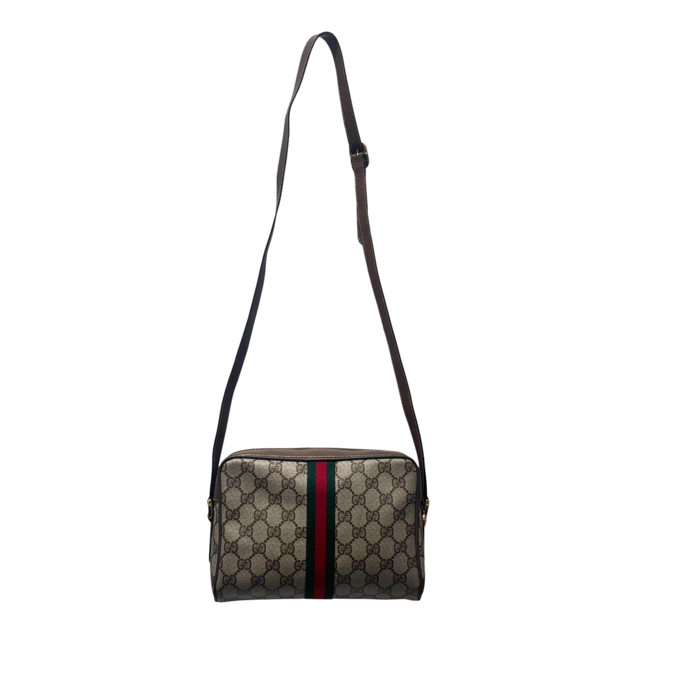 GUCCI/Cross Body Bag/Monogram/Cotton/KHK/GG SUPREME WEB STRIP BEIGE view 2