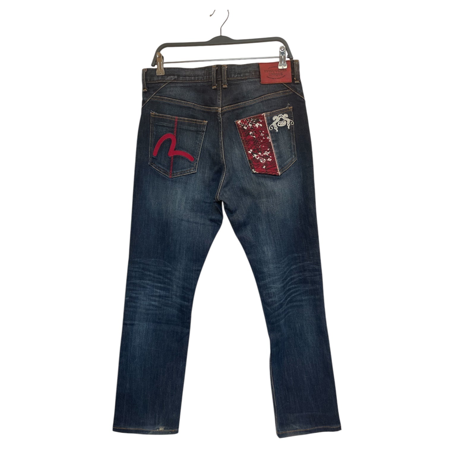 EVISU/Skinny Pants/32/Cotton/NVY/dragon embroidery view 2