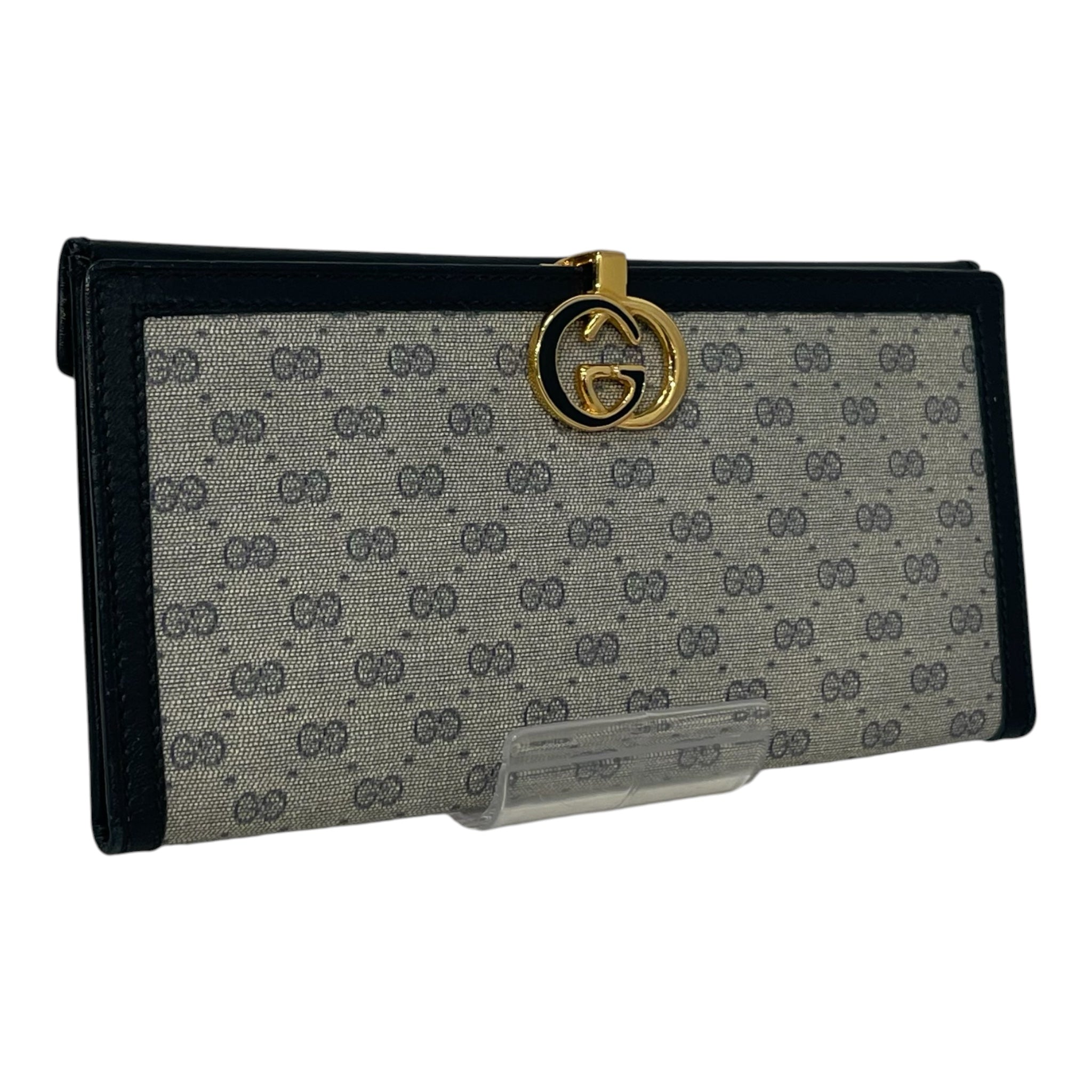 GUCCI/Bifold Wallet/Monogram/Leather/NVY/L's/Vintage view 1