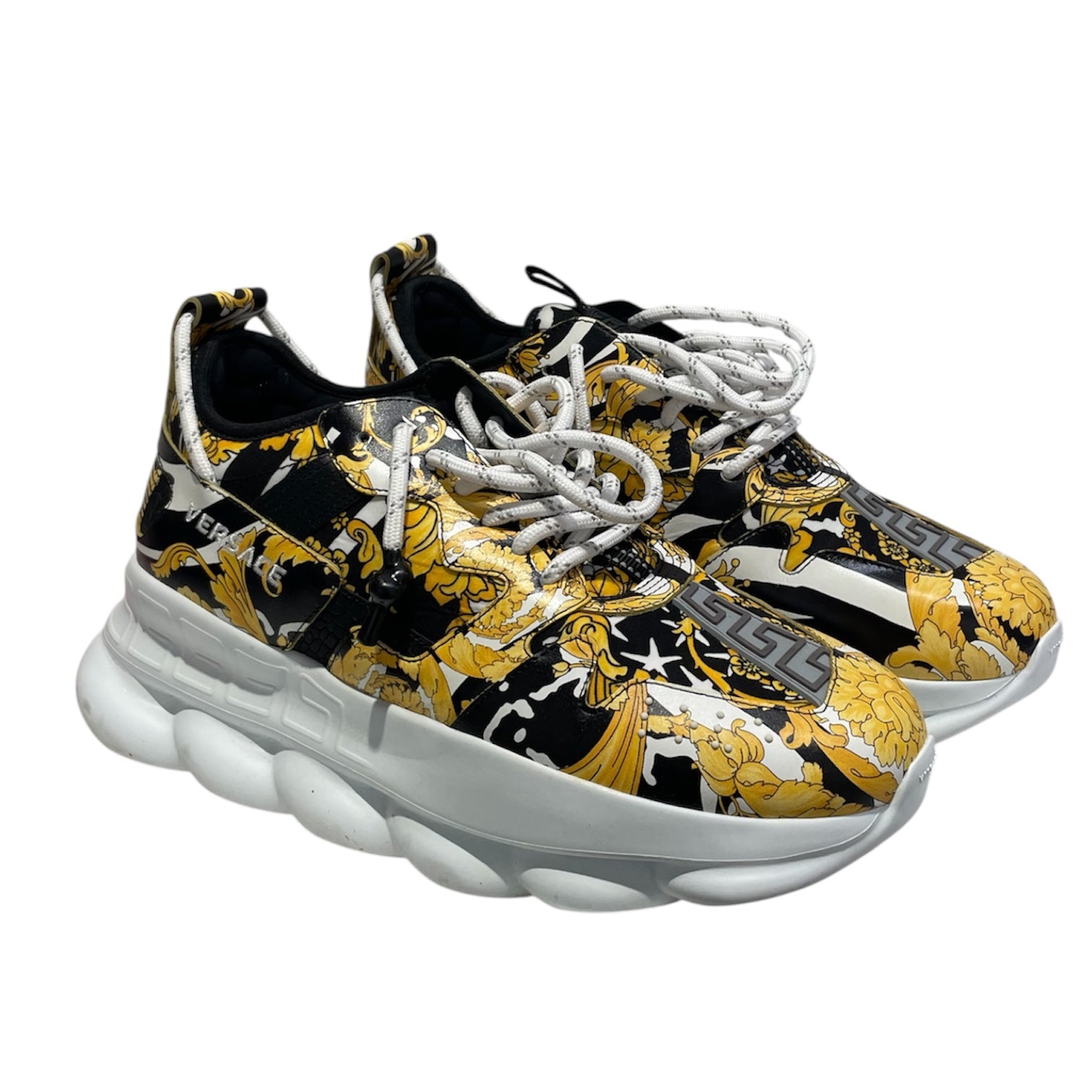VERSACE/Low-Sneakers/EU 43/Floral Pattern/Leather/YEL/YELLOW/BLACK FLOWERS view 1