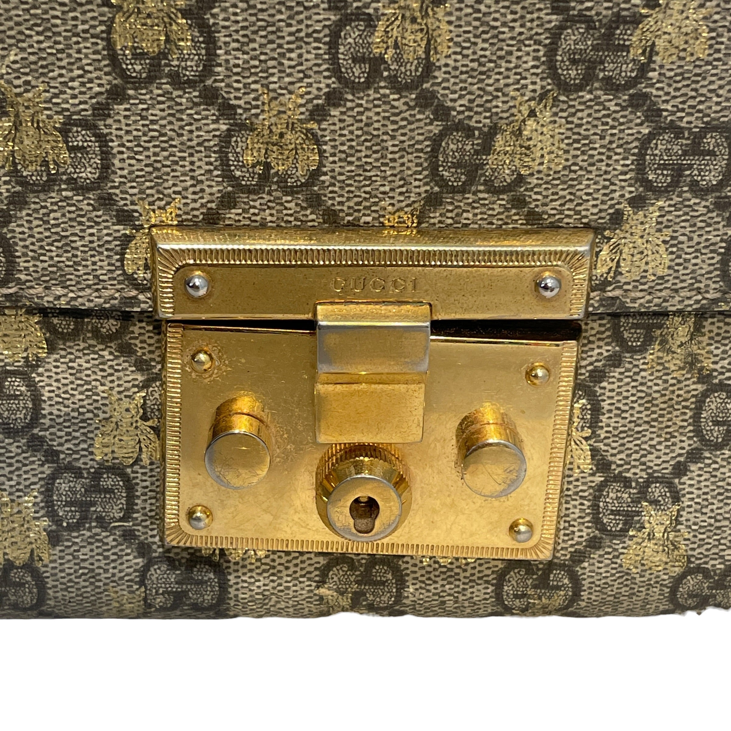 GUCCI/Cross Body Bag/Monogram/Leather/GLD/Bee GG Padlock view 5
