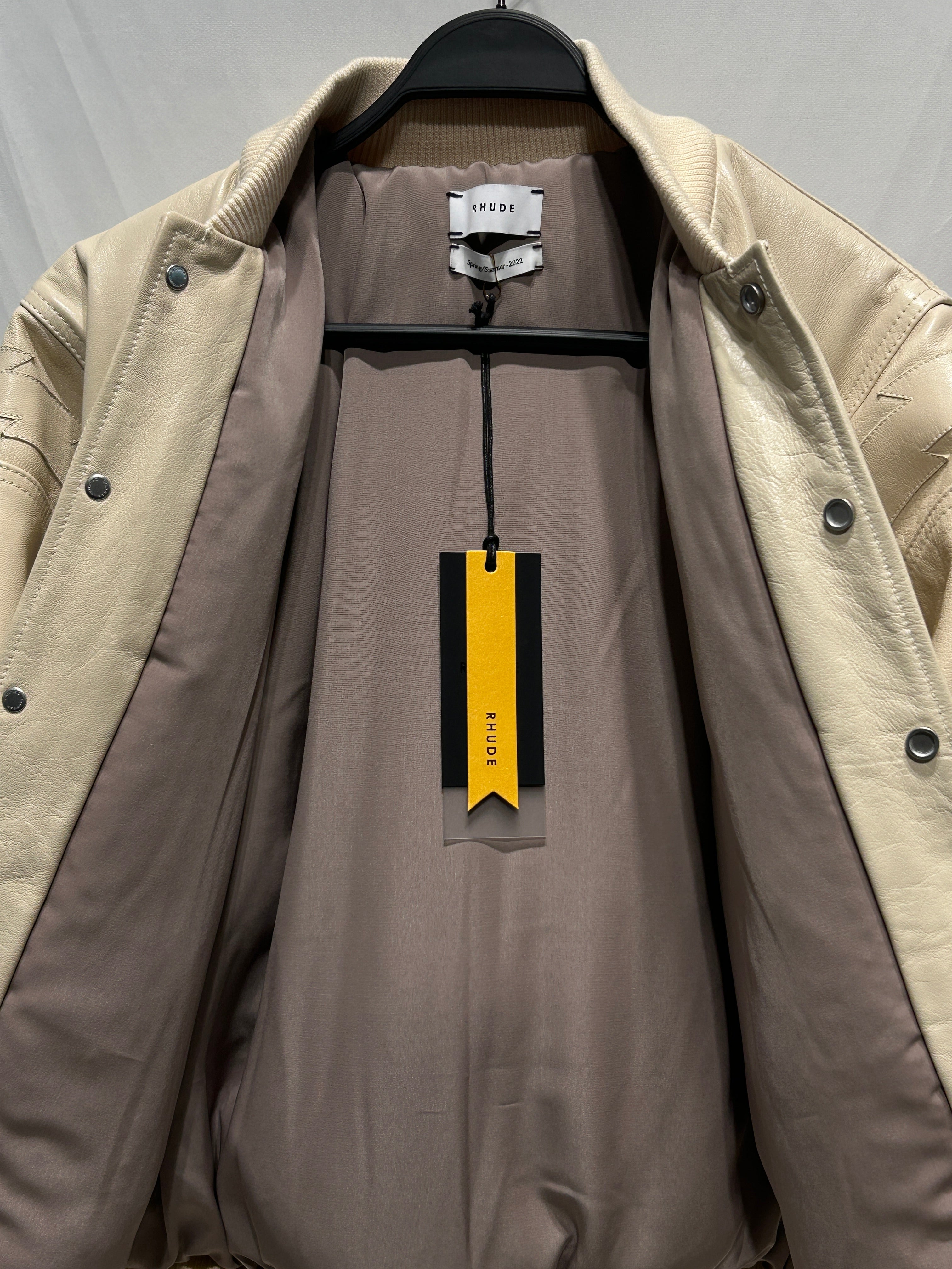 RHUDE/Leather Jkt/L/Leather/CRM/BACK SPELLOUT view 3