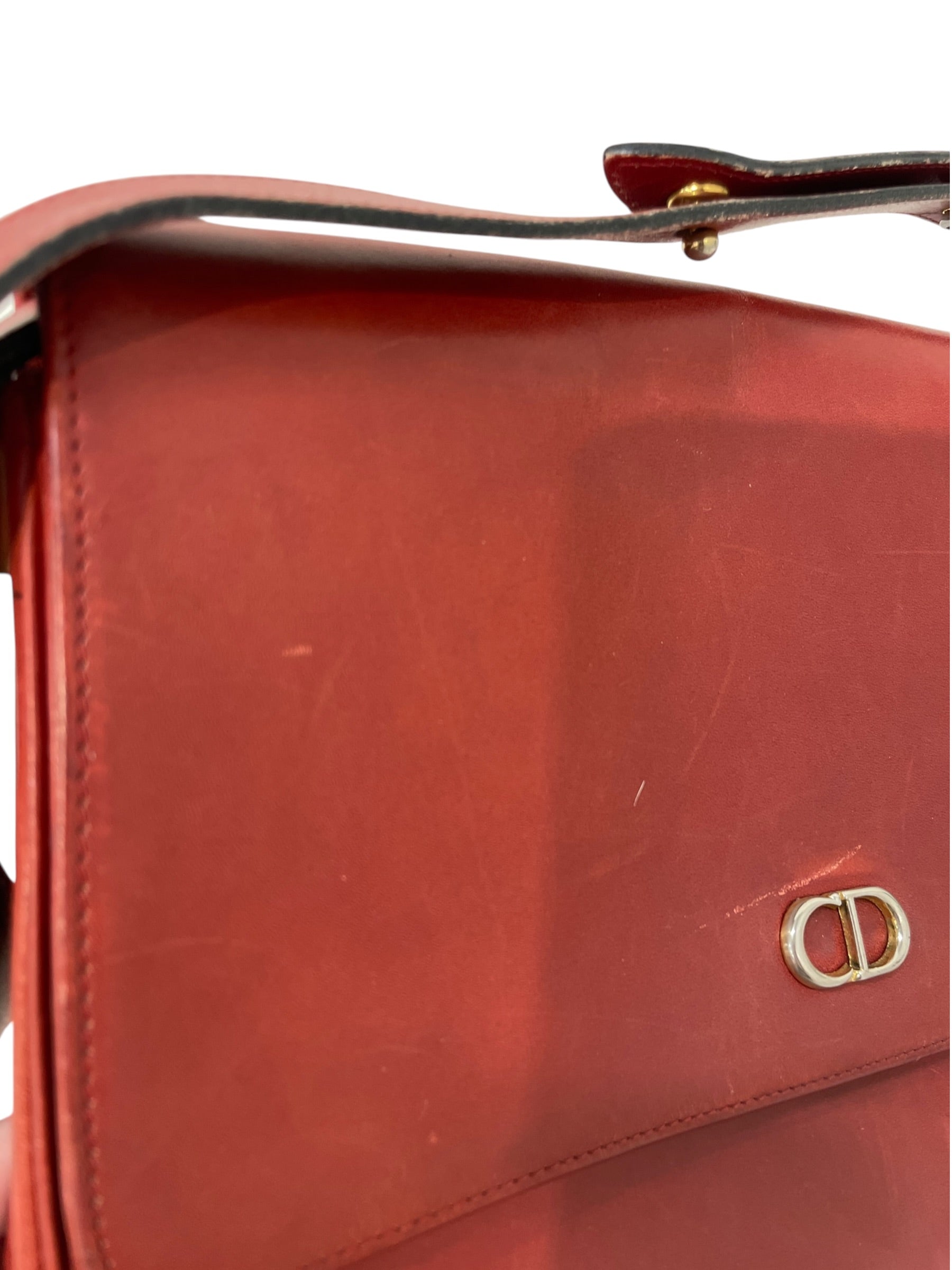 Christian Dior/Cross Body Bag/Leather/Red/cd messenger vintage view 6