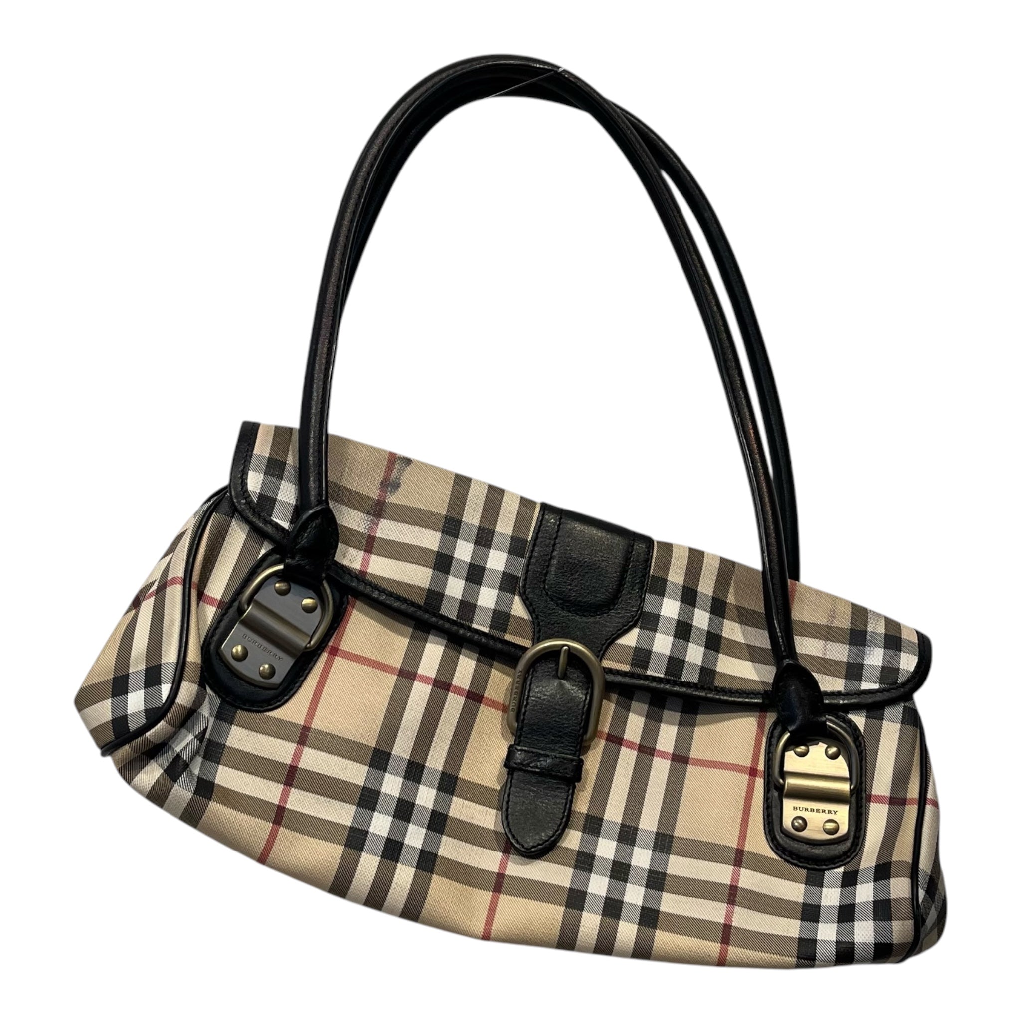 BURBERRY/Hand Bag/Plaid/Leather/BEG/vintage burberry nova check view 1