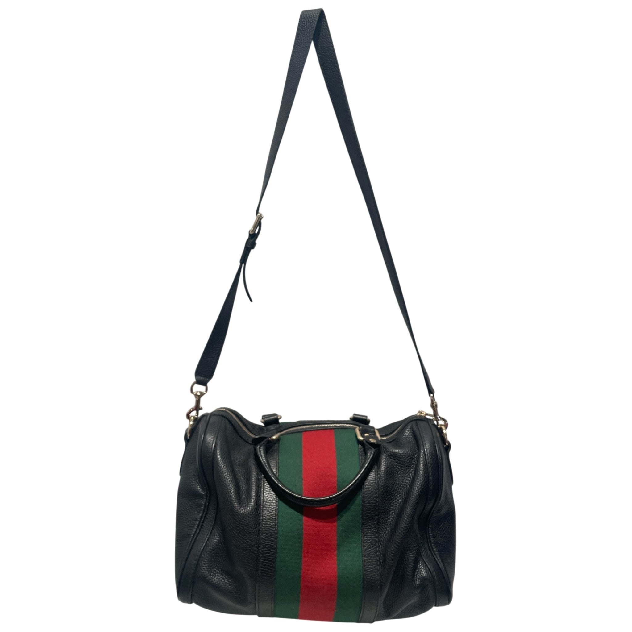 GUCCI/Cross Body Bag/BLK/BOSTON BAG GREEN/RED STRIPE view 2