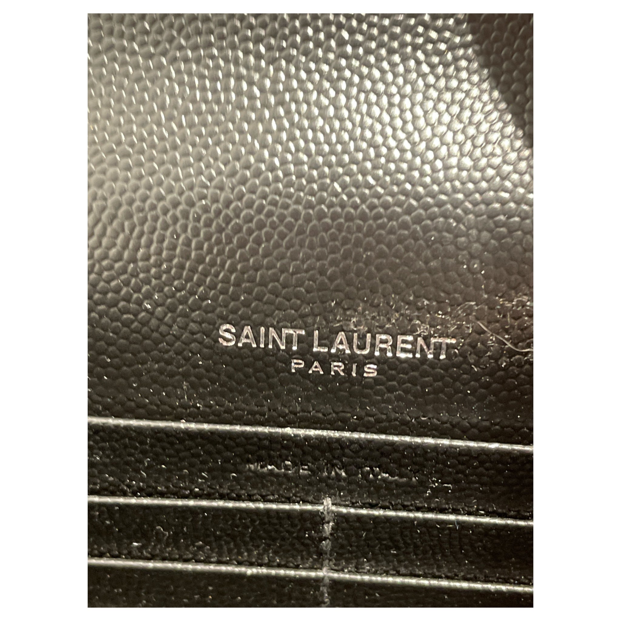 SAINT LAURENT/Cross Body Bag/Leather/BLK/envelope silver view 4