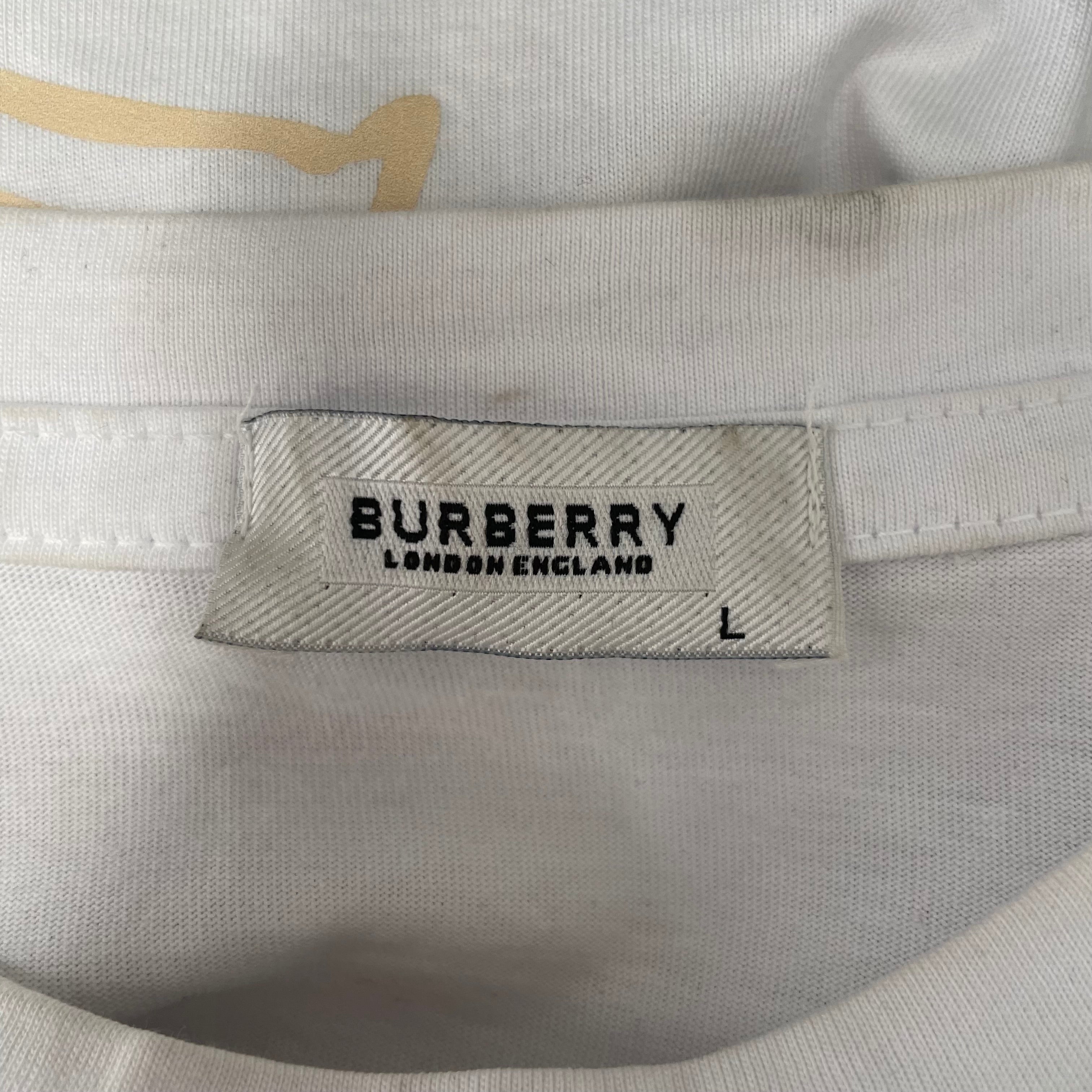 BURBERRY LONDON/T-Shirt/L/Cotton/WHT/HORSEWARRIORSTICH view 3