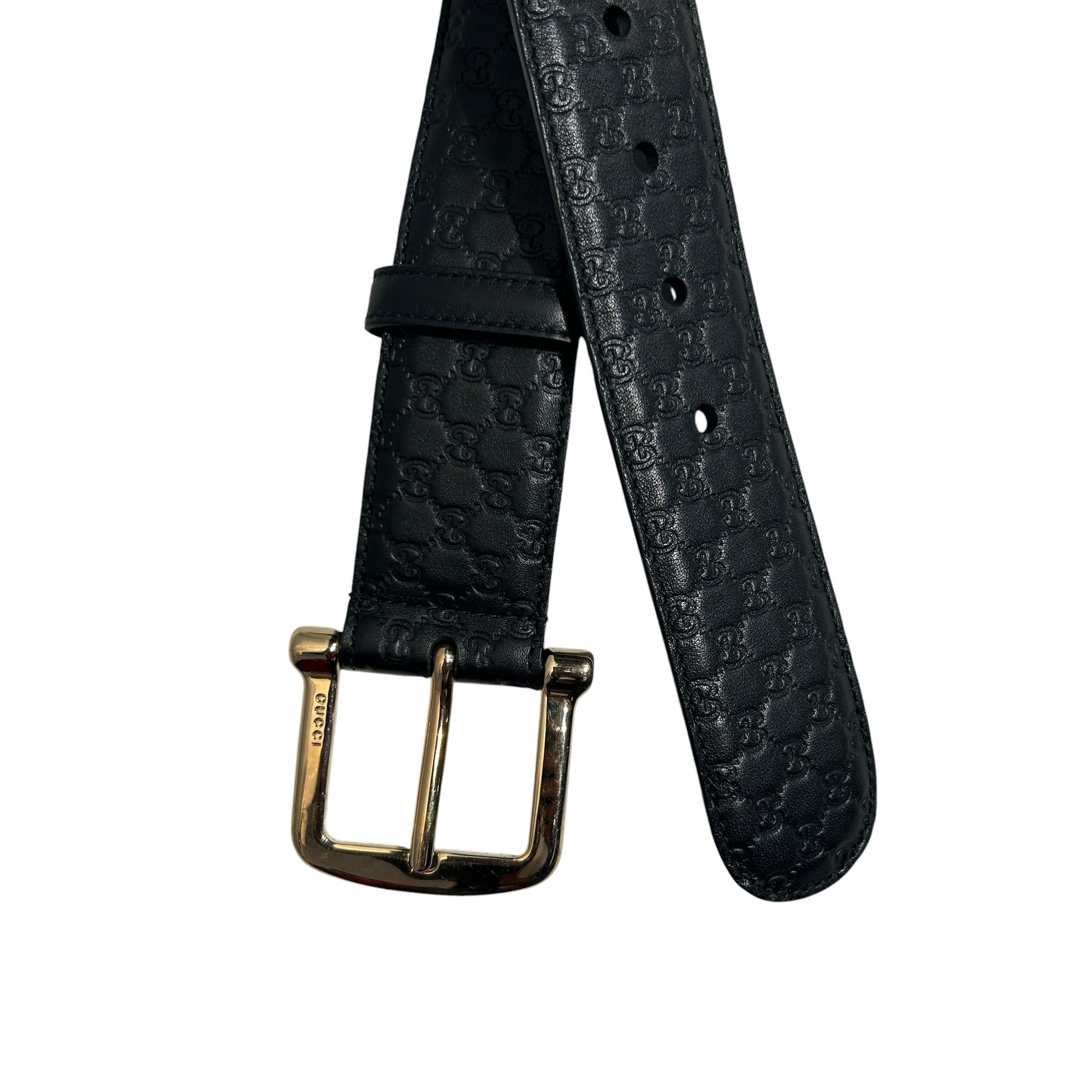 GUCCI/Belt/Monogram/Leather/BLK/M's/Guccissima Belt in Silver view 2