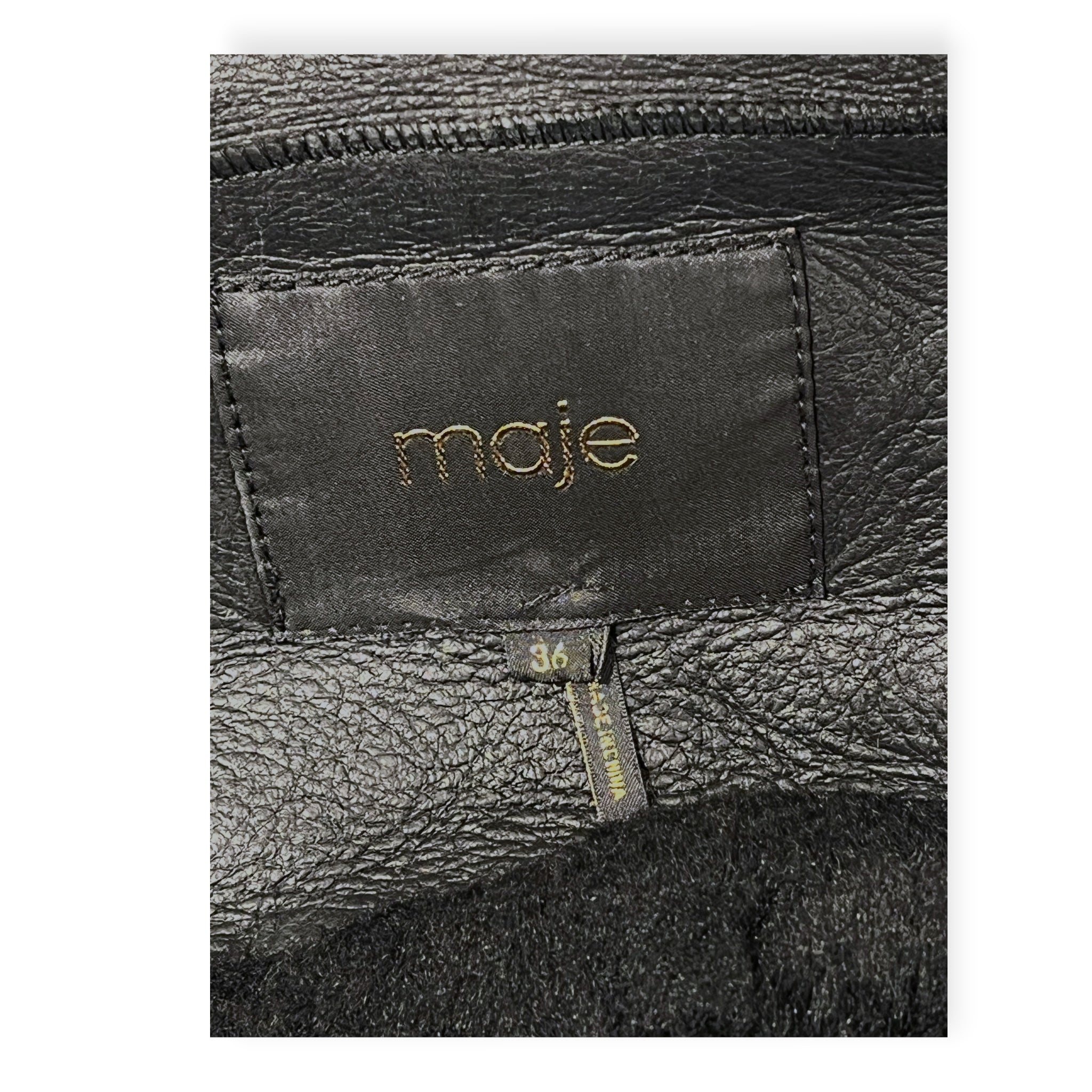 maje/Leather Jkt/36/Leather/BLK/SHEARLING LINING/ HOOD view 6