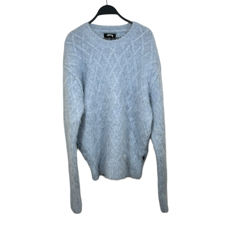 STUSSY/Sweater/XL/Alpaca/BLU/ FUZZY LATTICE CREW SWEATER