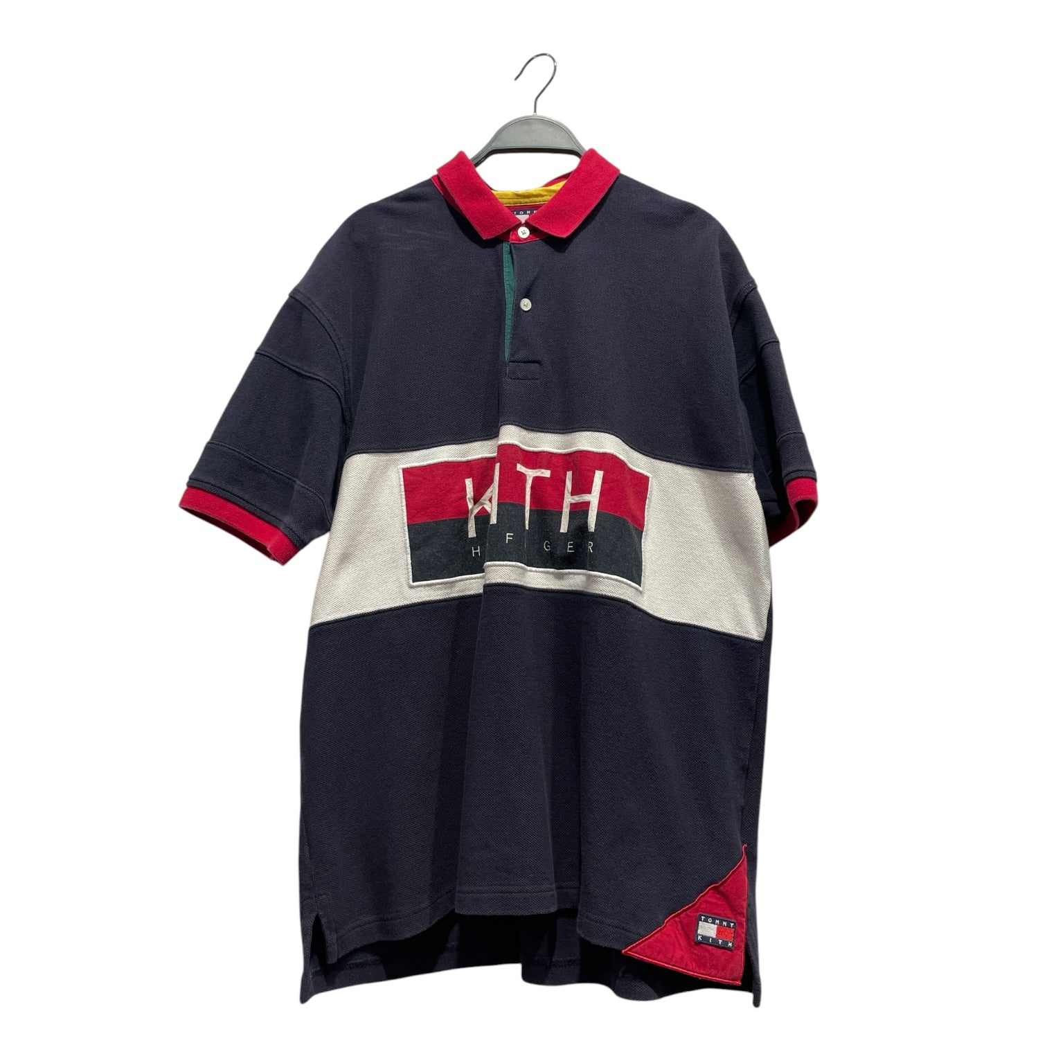 KITH/TOMMY HILFIGER/Polo Shirt/S/MLT/Stripe/Blue with White stripe red rib view 1