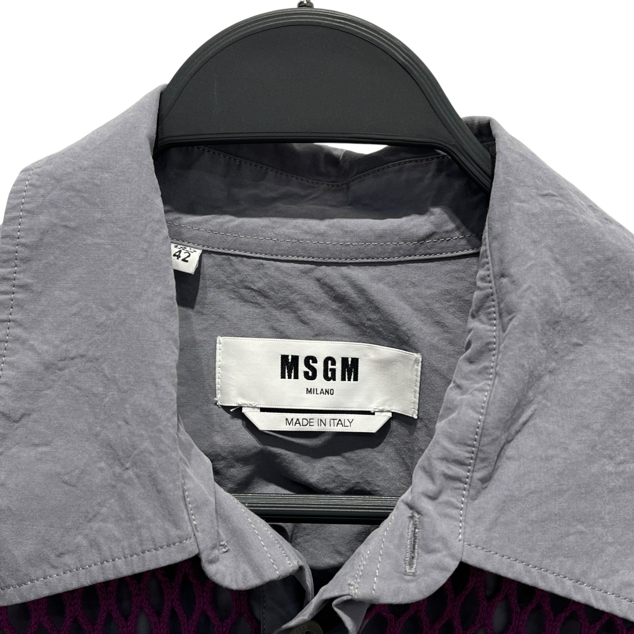 MSGM/LS Shirt/L/Cotton/GRY/Stripe/PURPLE NET STRIPE view 3