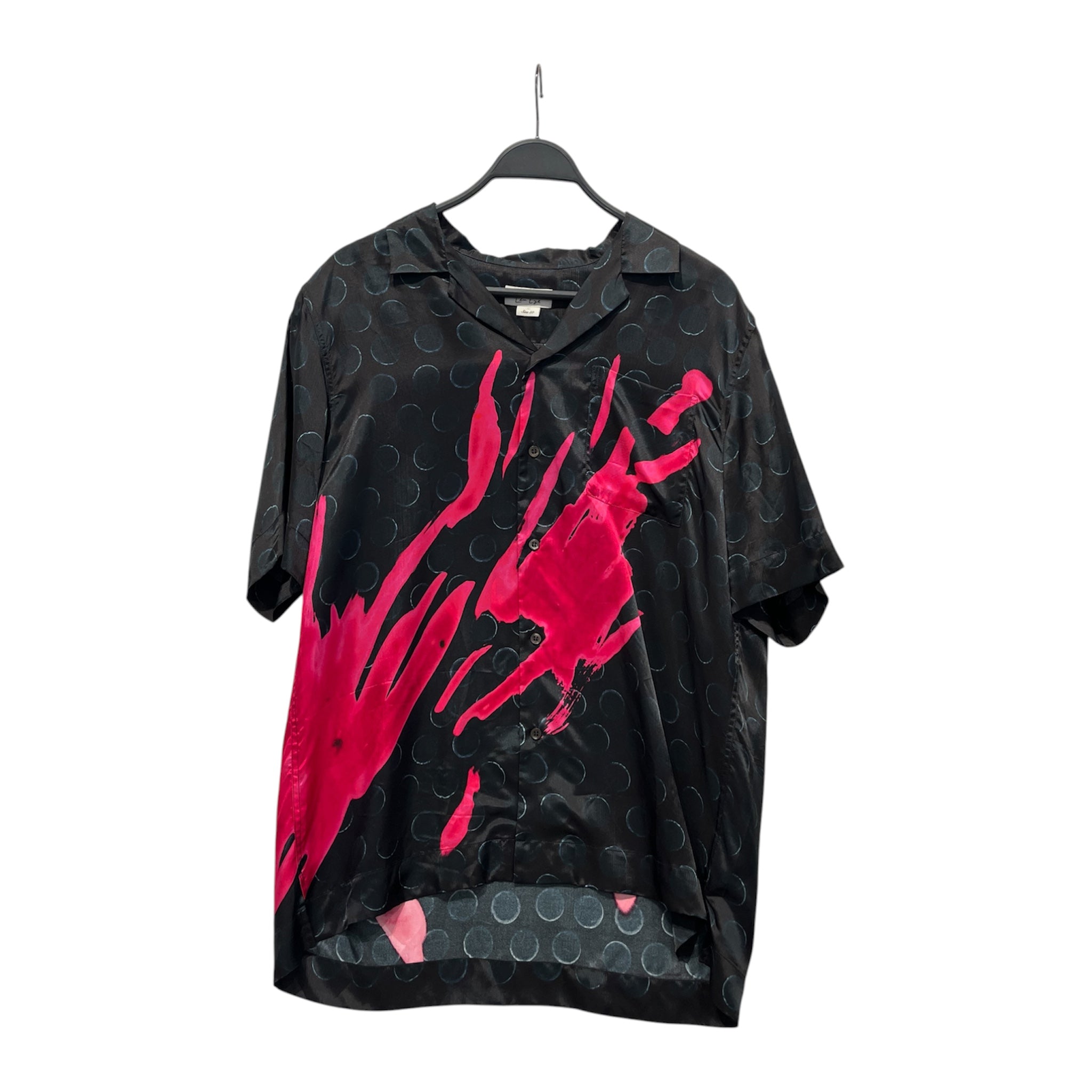 DRIES VAN NOTEN/SS Shirt/50/BLK/All Over Print/NAVY BLUE POKA DOTS view 1