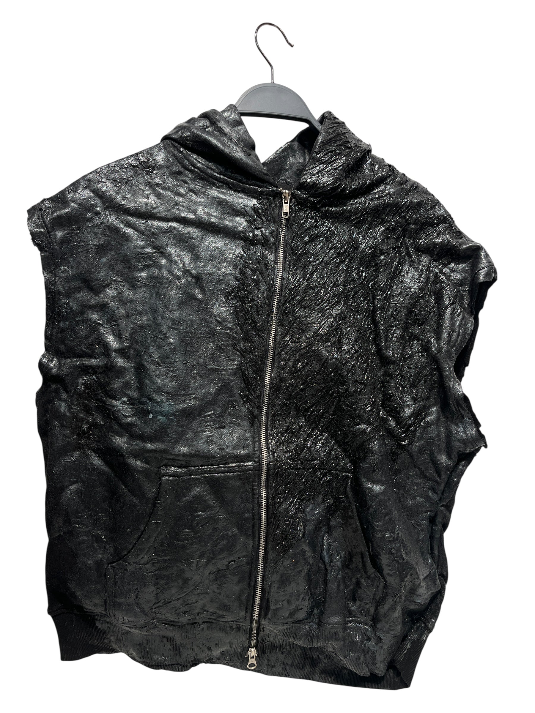 HUBANE/Vest/Cotton/BLK/SLEEVELESS HOODIE W BLACK GOO view 1