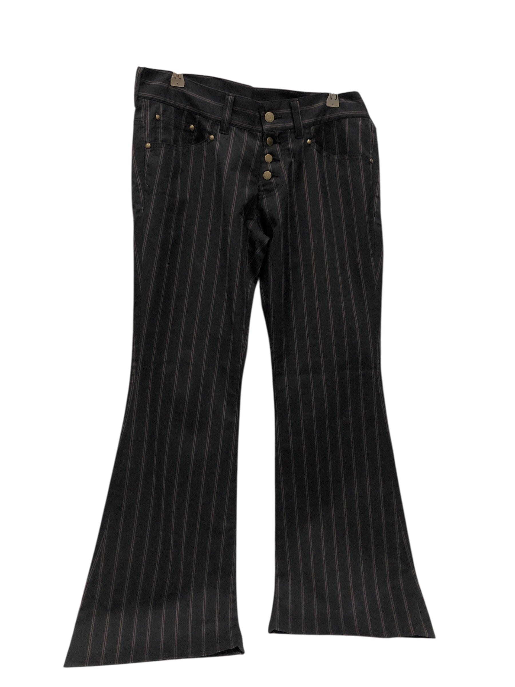 TORNADO MART/Bottoms/L/Stripe/Cotton/BLK/Flared Pants/Gold Hardware view 1