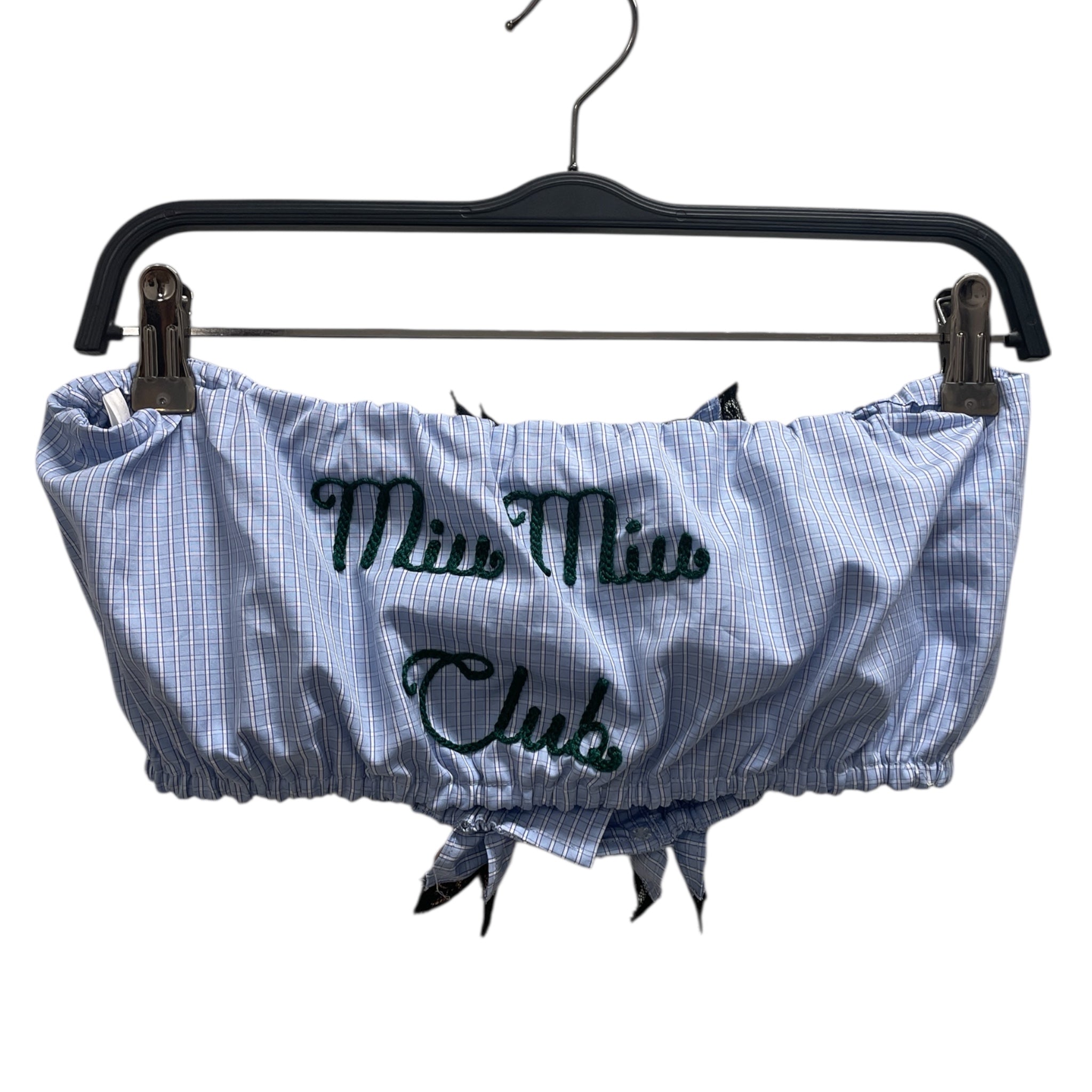 MIU MIU/Blouse/40/Plaid/Cotton/BLU/tube top button up view 2