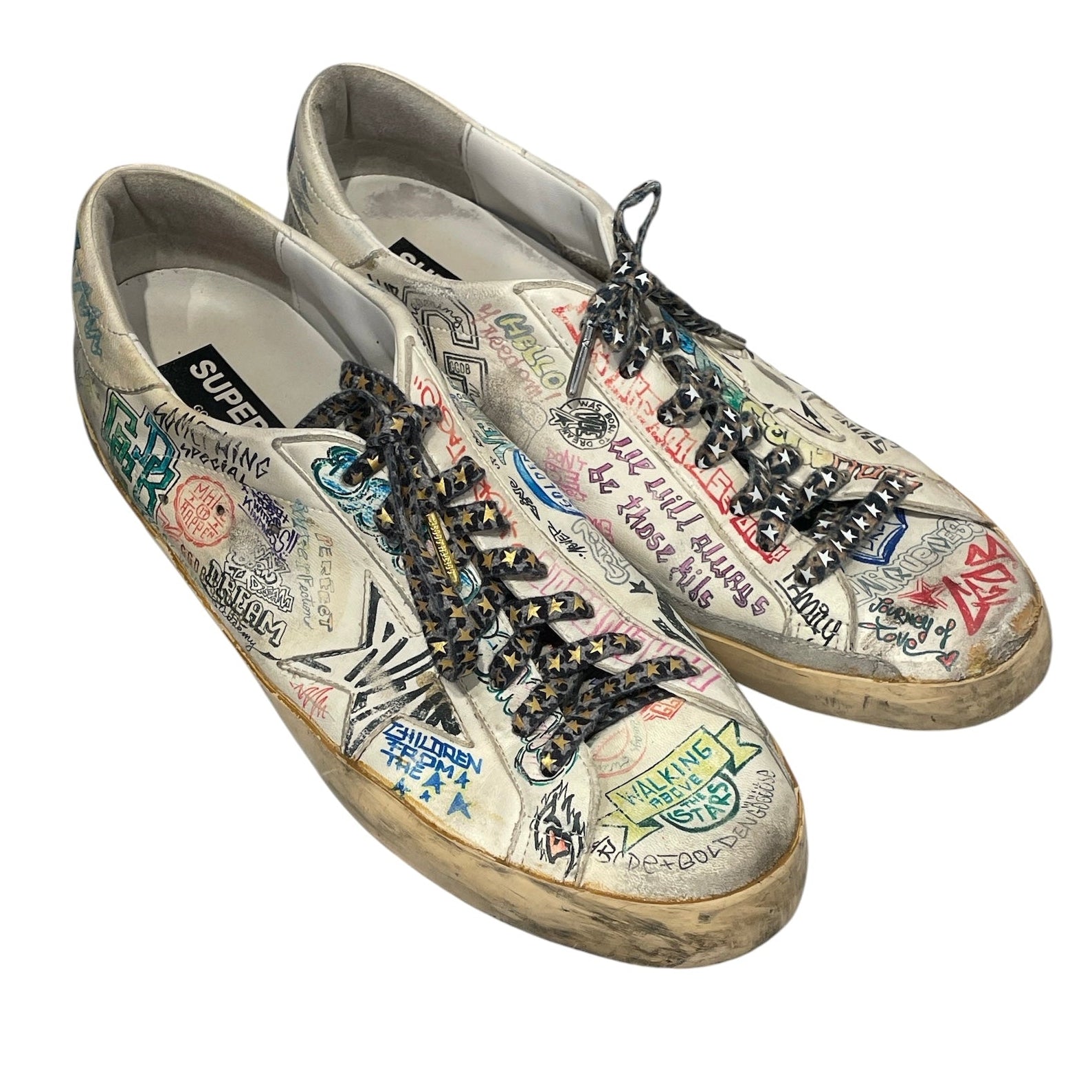 GOLDEN GOOSE/Low-Sneakers/EU 47/All Over Print/Leather/WHT/SUPERSTAR GRAFFITI view 1