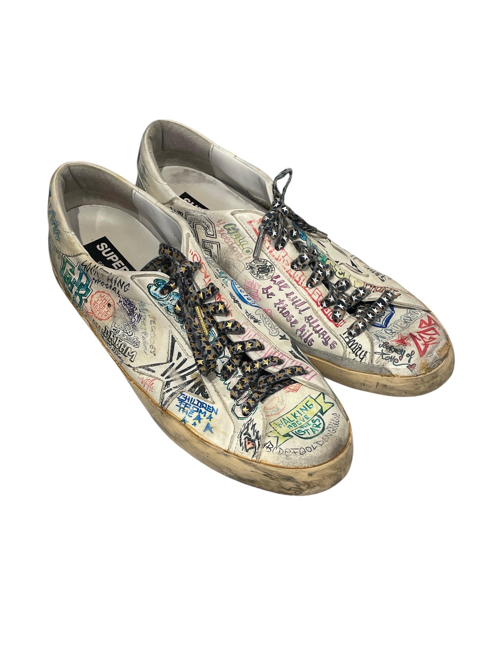 GOLDEN GOOSE/Low-Sneakers/EU 47/All Over Print/Leather/WHT/SUPERSTAR GRAFFITI view 1