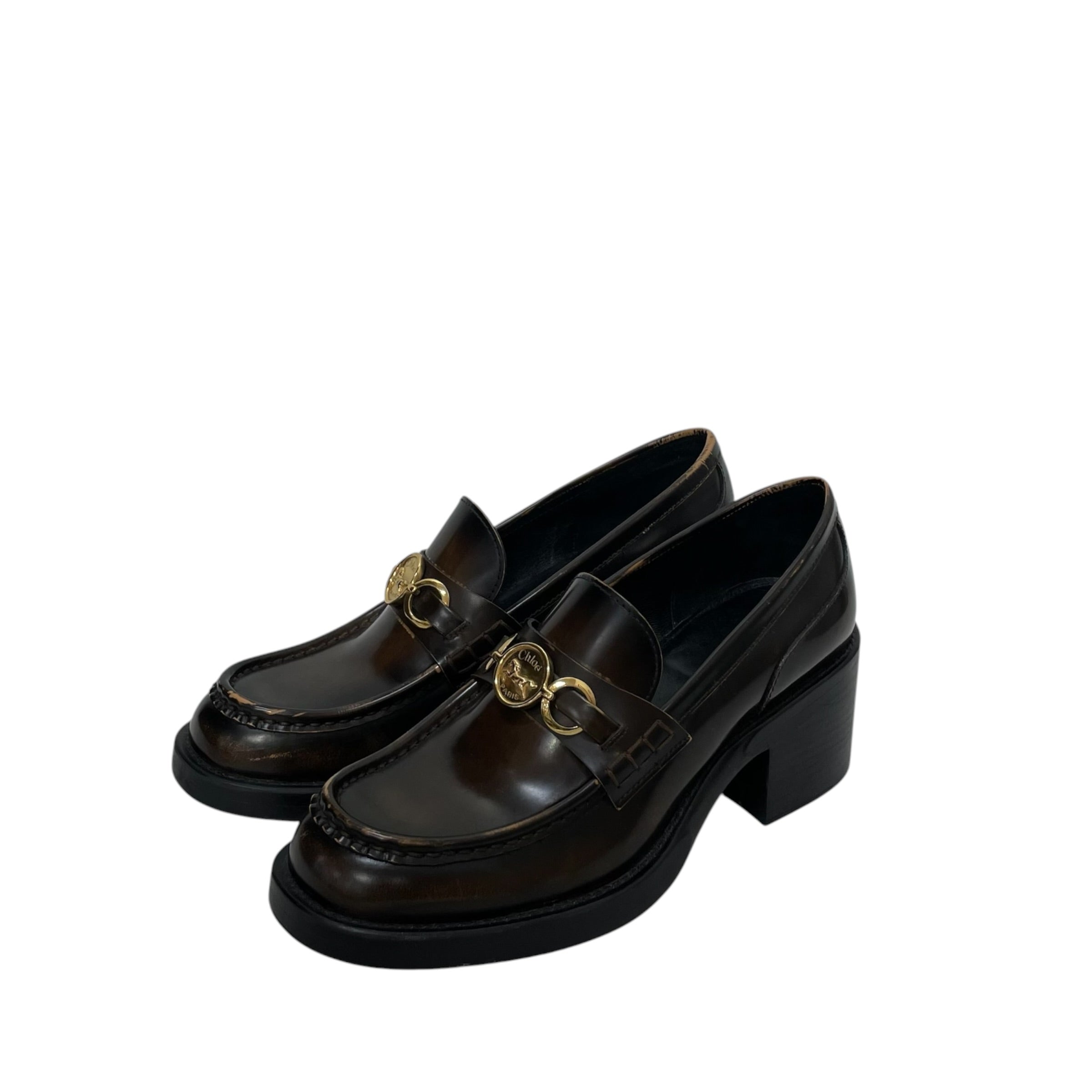 Chloe/Loafers/EU 39.5/Leather/BRW/DAKOTA HEELED LOAFER view 2