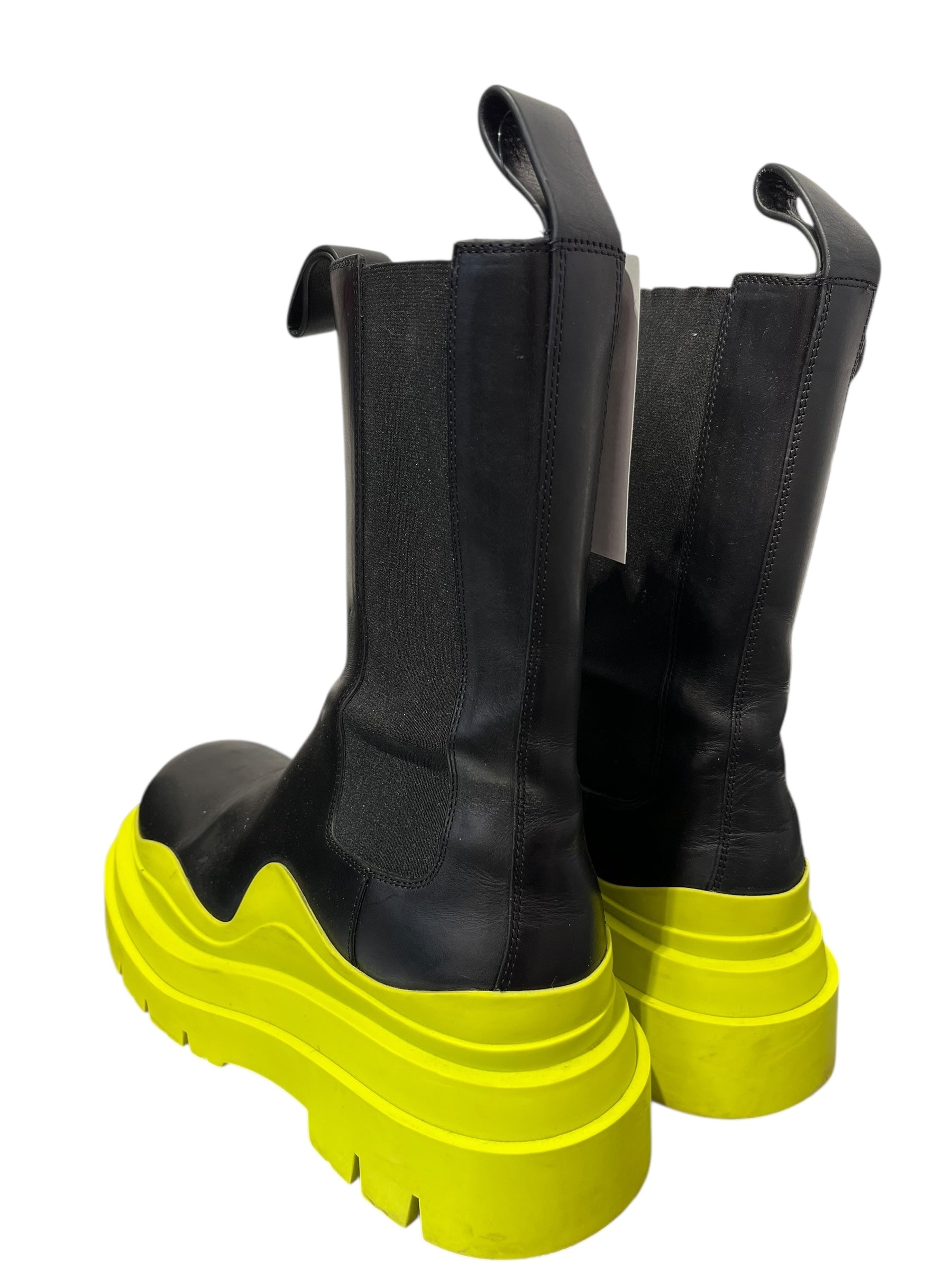 BOTTEGA VENETA/Chelsea Boots/US 5.5/Leather/BLK/lime green sole view 2