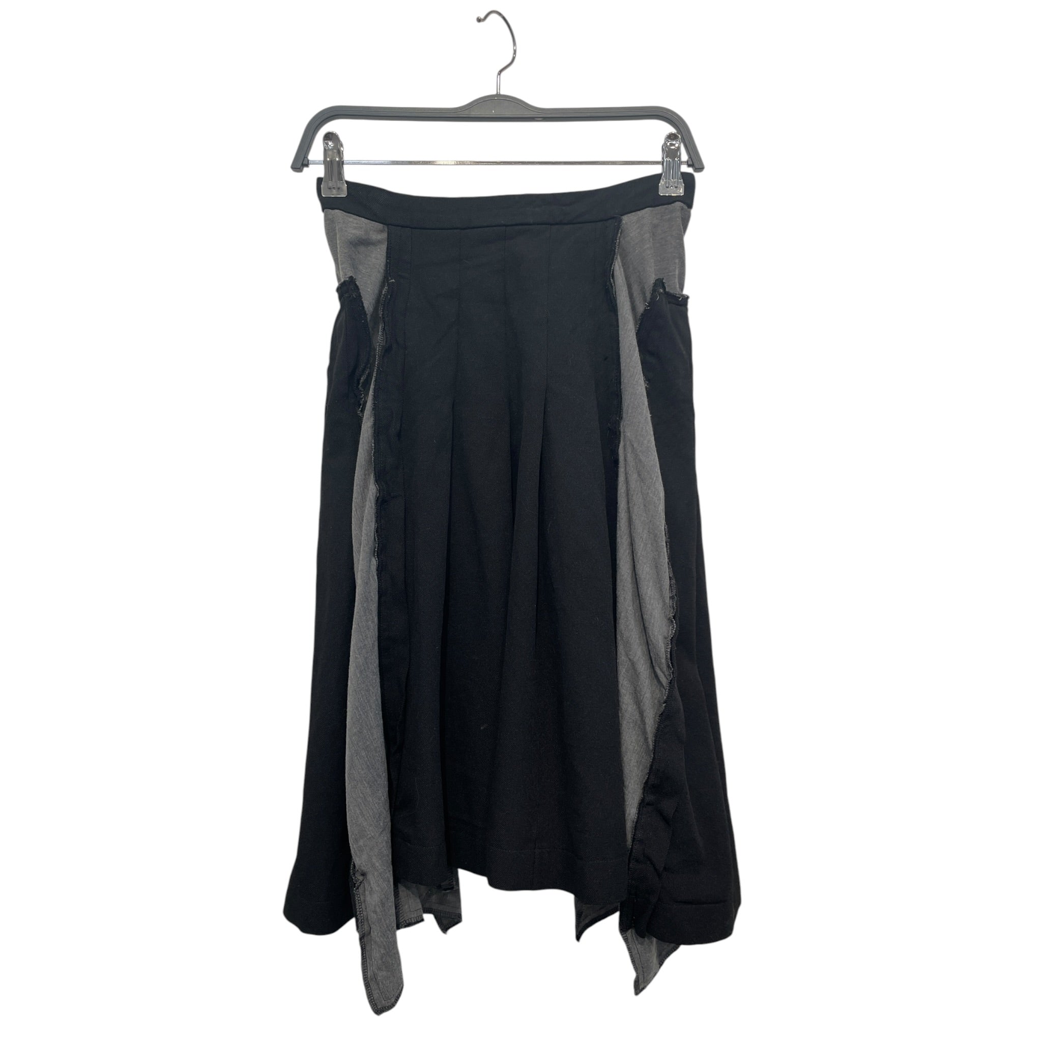COMME des GARCONS/Skirt/Cotton/BLK/grey patchwork pleated view 2