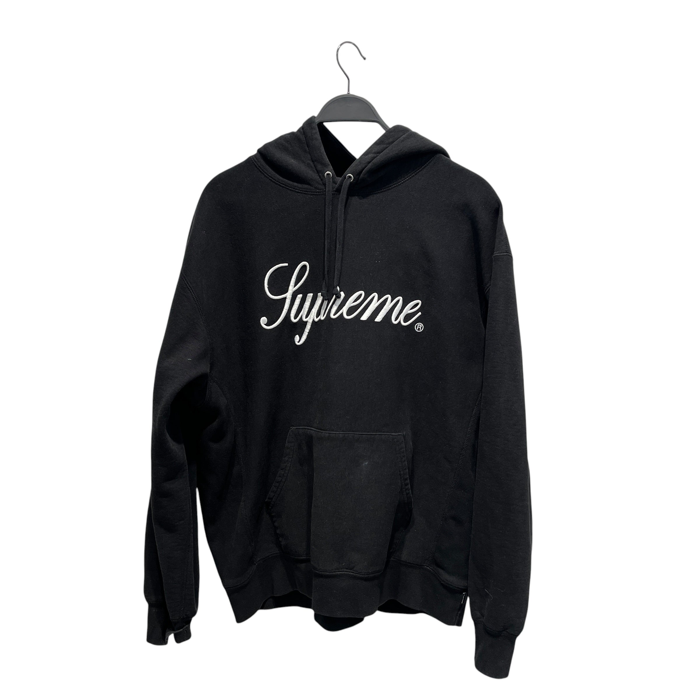 Supreme/Hoodie/XL/Cotton/BLK/supreme cursive white logo view 1