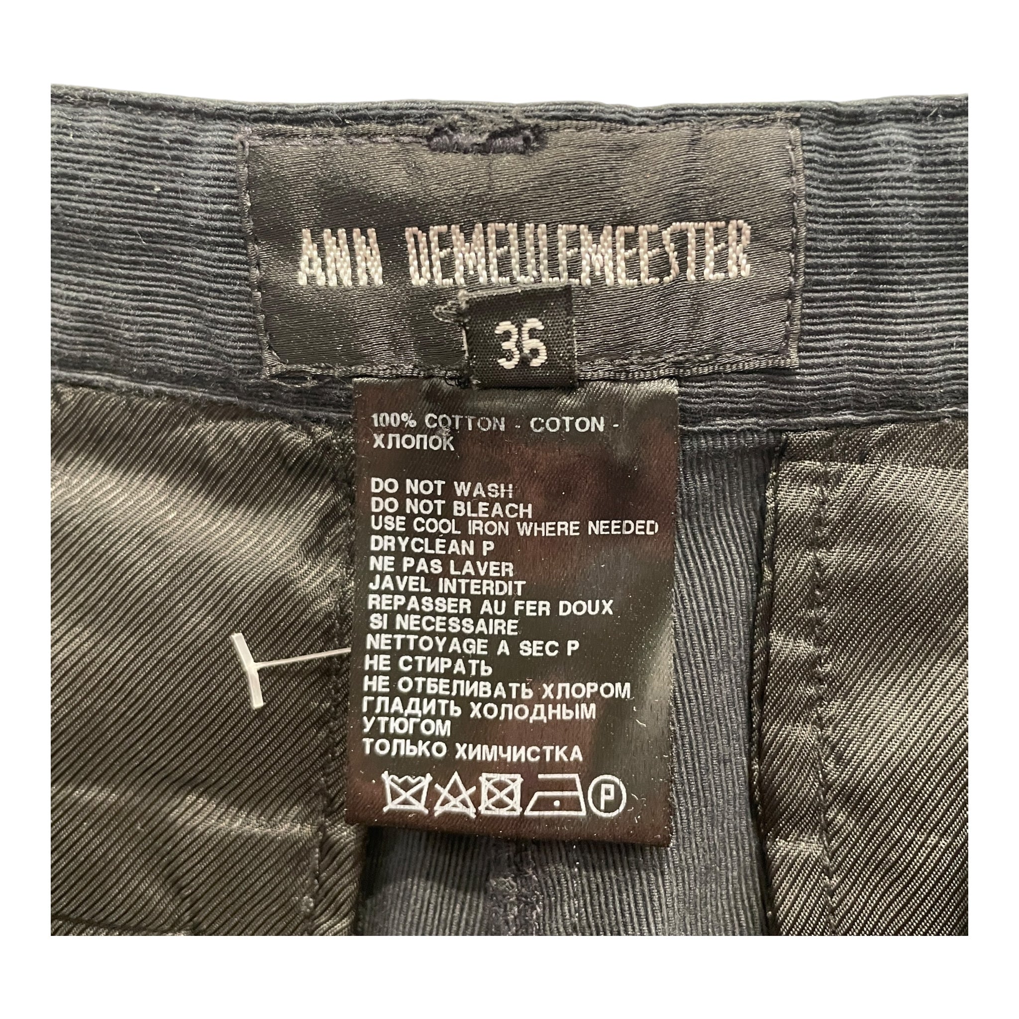 ANN DEMEULEMEESTER/Skinny Pants/36/Cotton/NVY/ view 3