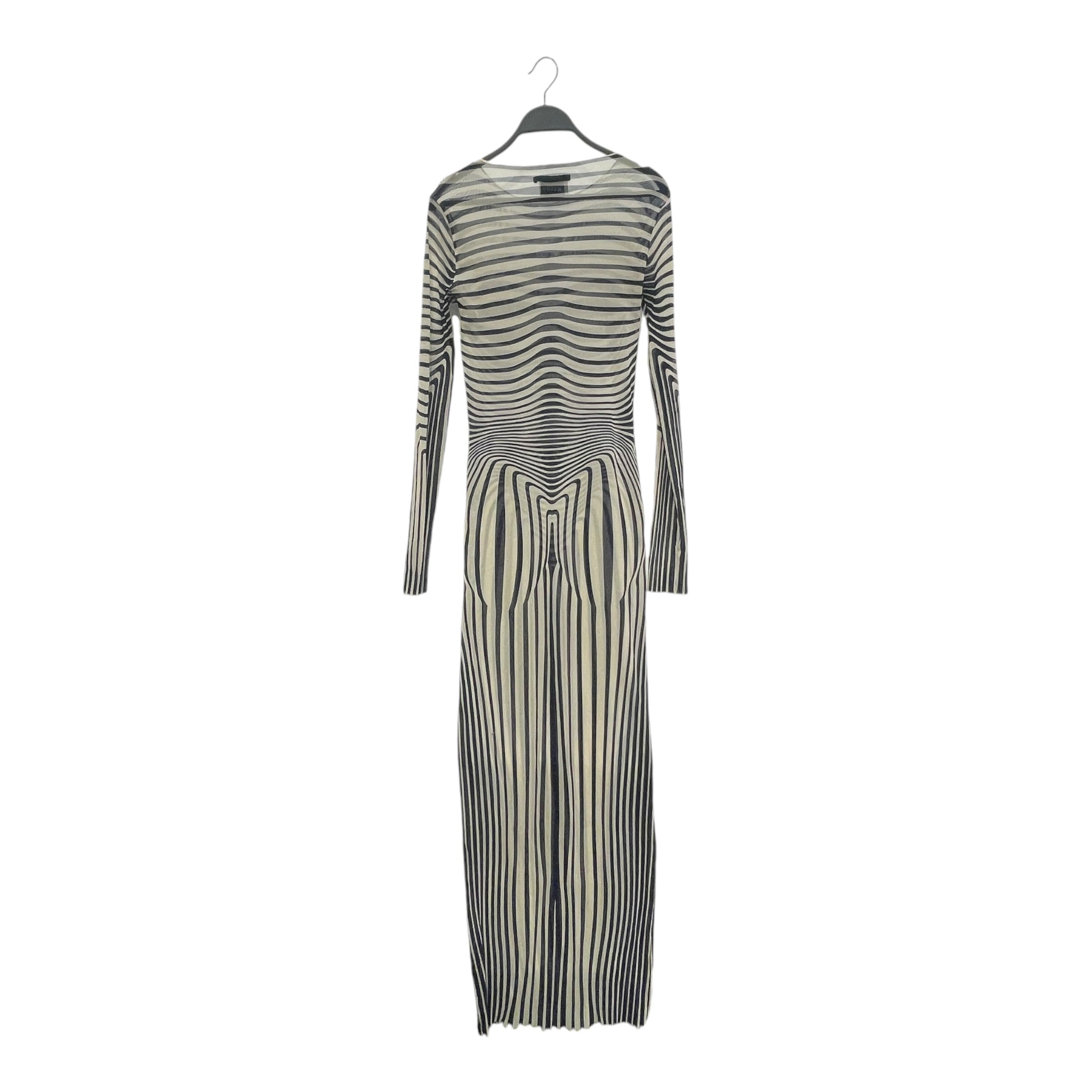 Jean Paul Gaultier/LS Dress/L/All Over Print/Polyester/WHT/BLUE STRIPED ACCENTS ALL OVER view 2