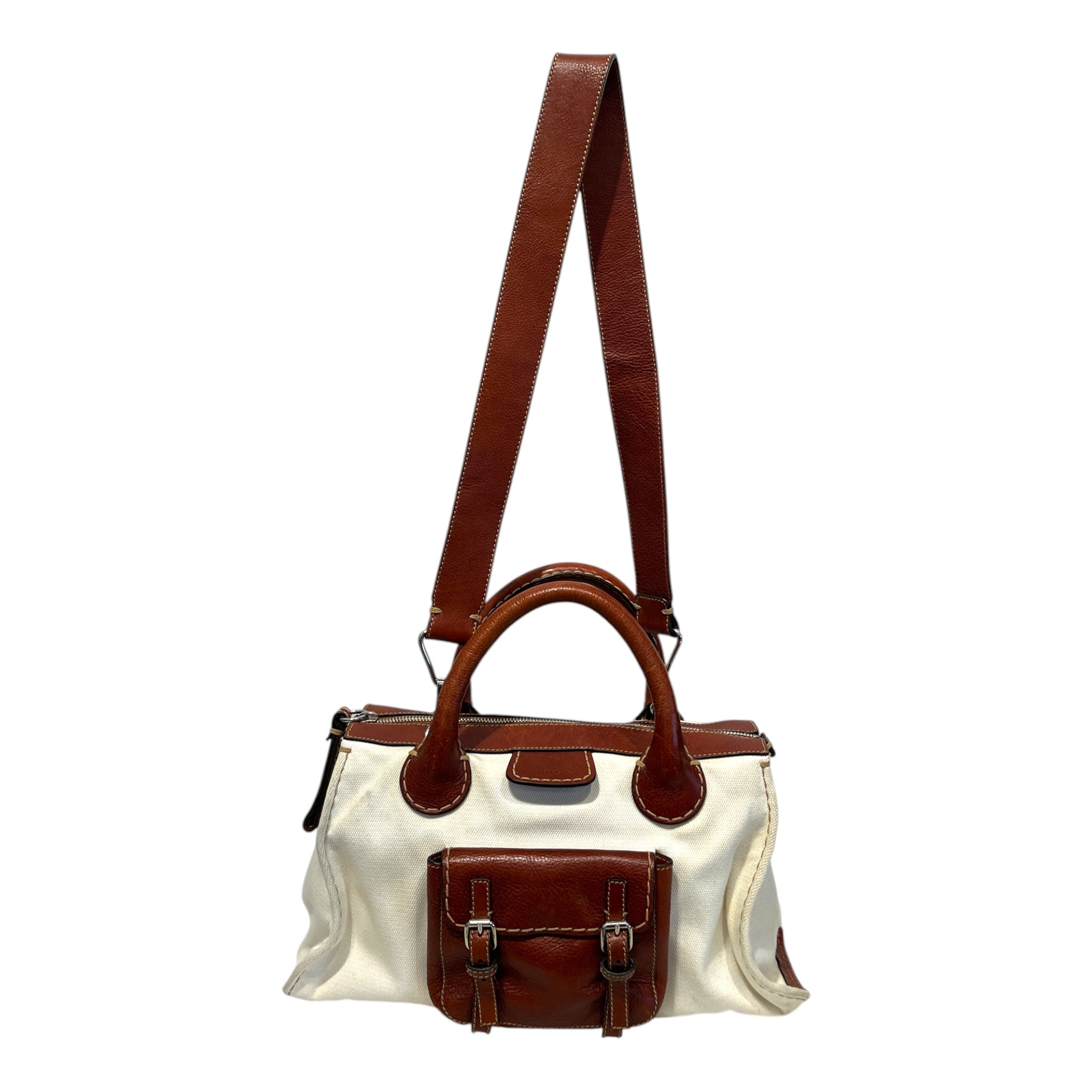Chloe/Cross Body Bag/WHT/VINTAGE CHLOE EDITH WHITE CANV view 3