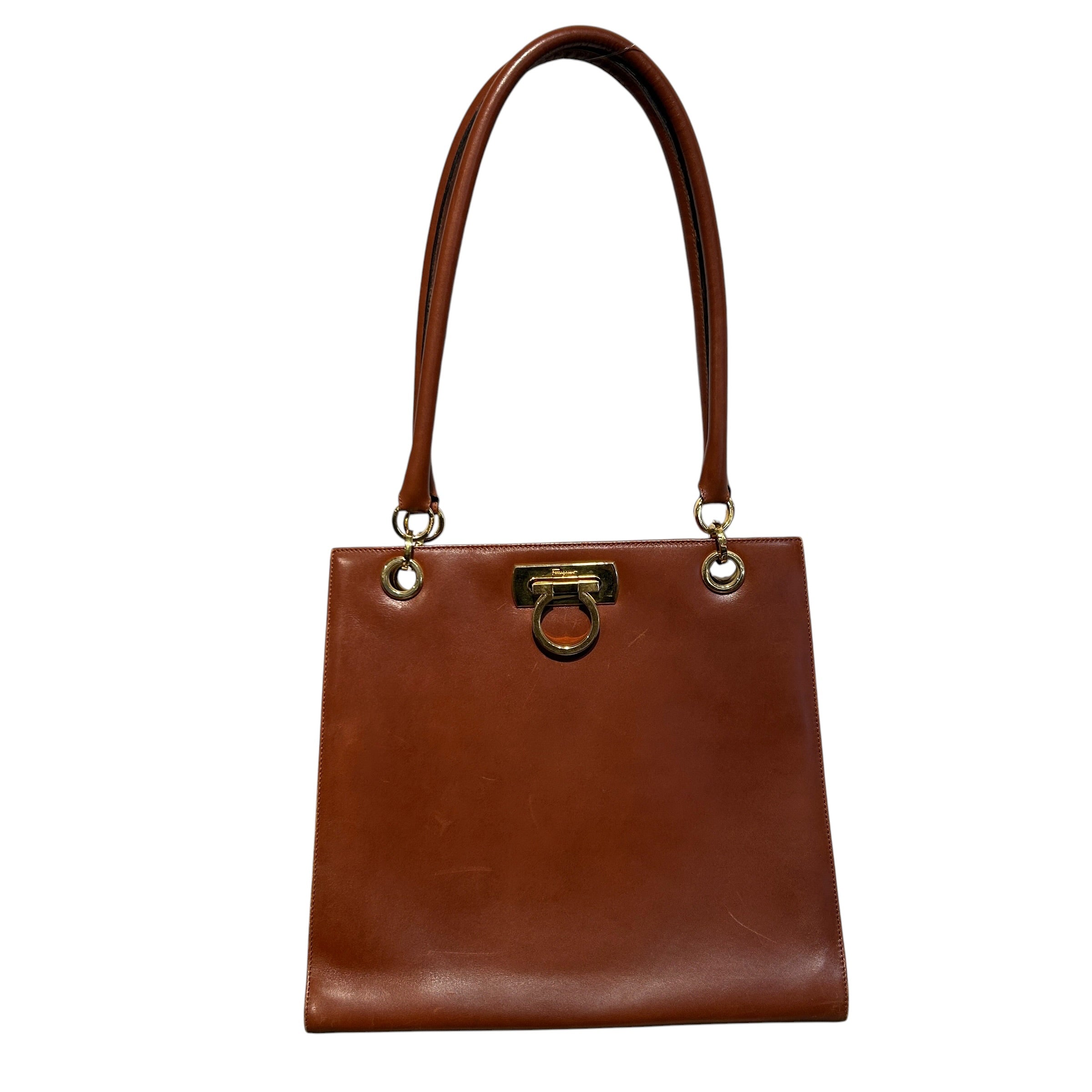 Salvatore Ferragamo/Hand Bag/Leather/BRW/gold hardware view 1