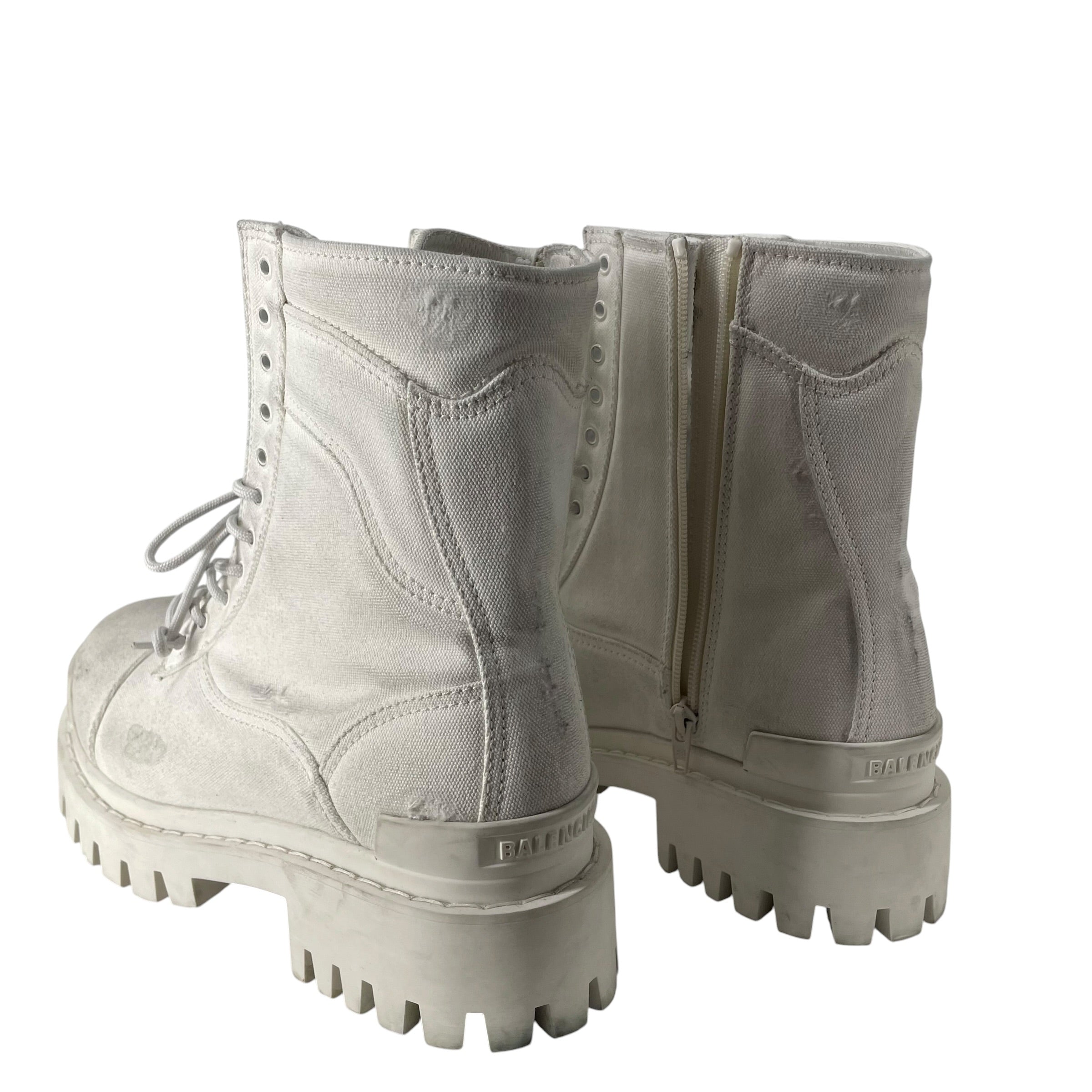 BALENCIAGA/Boots/EU 40/Cotton/WHT/BALENCIAGA STRIKE COMBAT BOOT view 2