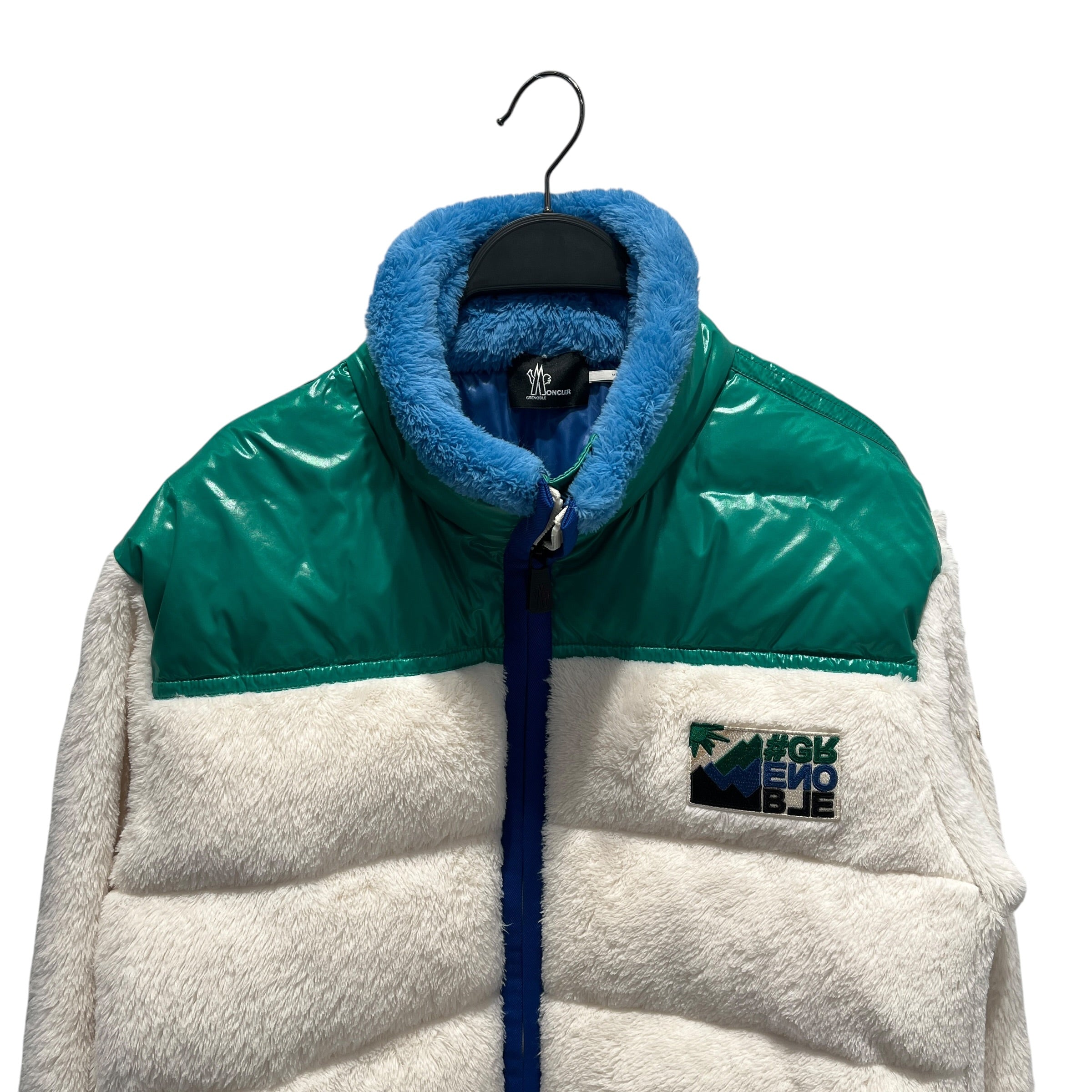 MONCLER/Fleece Jkt/L/WHT/grenoble full zip green panel view 4