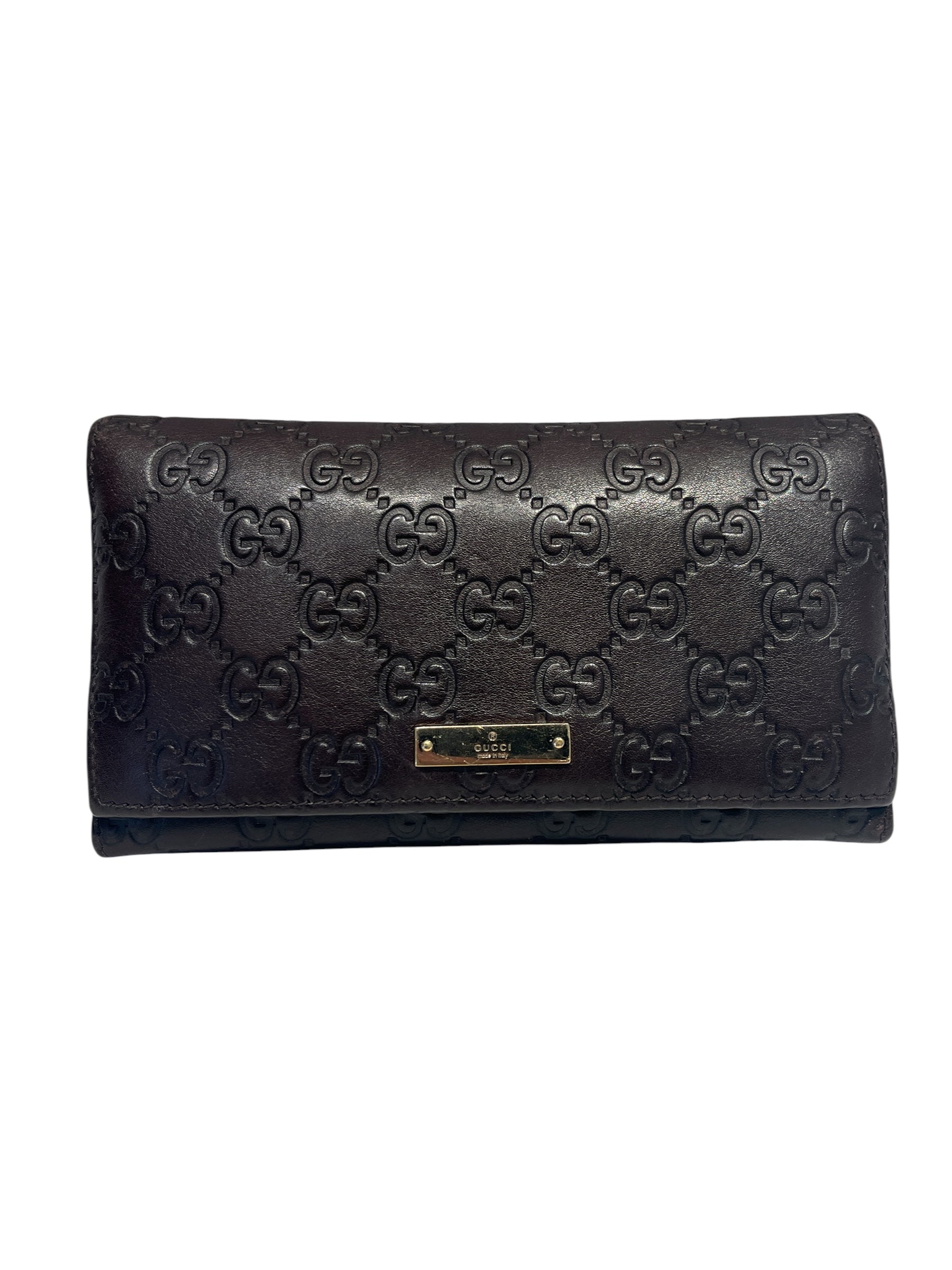GUCCI/Bifold Wallet/Monogram/Leather/BRW/L's/ view 1